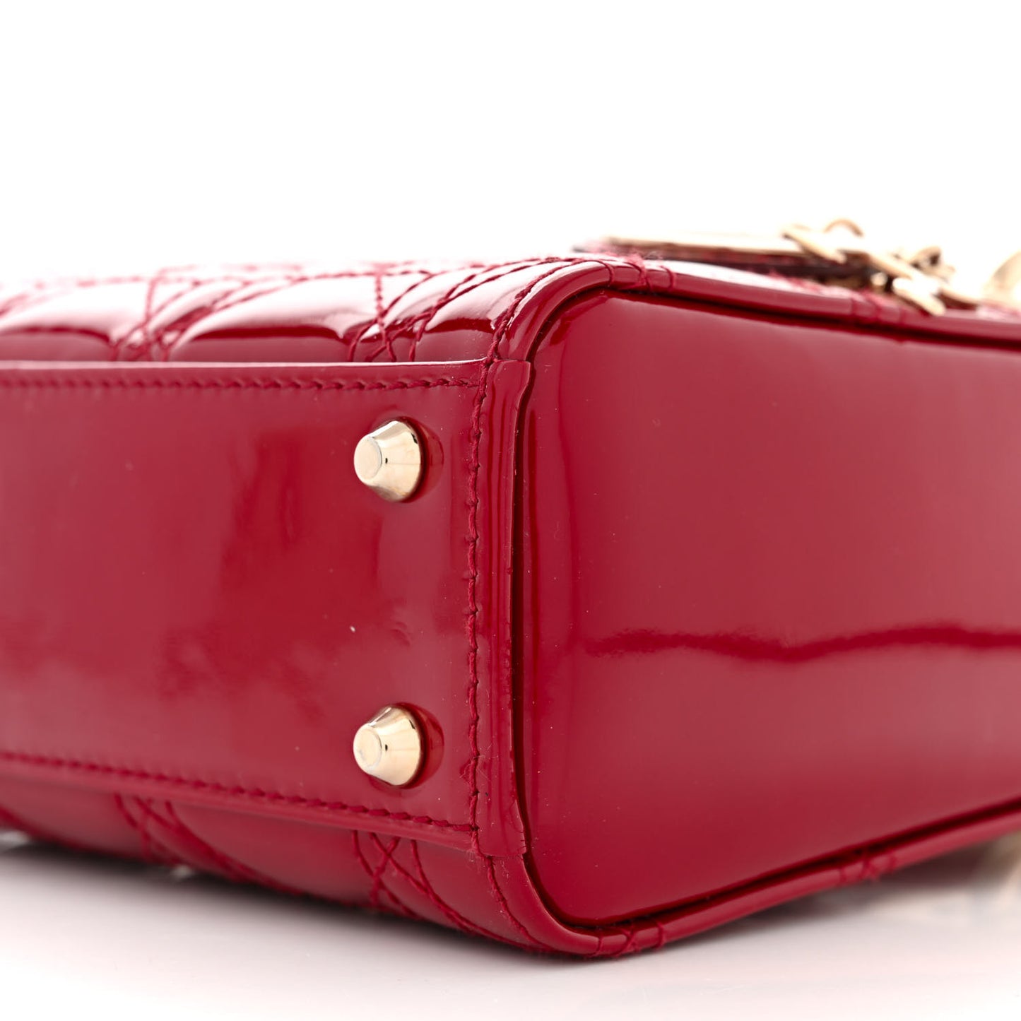 CHRISTIAN DIOR Patent Cannage Mini Lady Dior Red