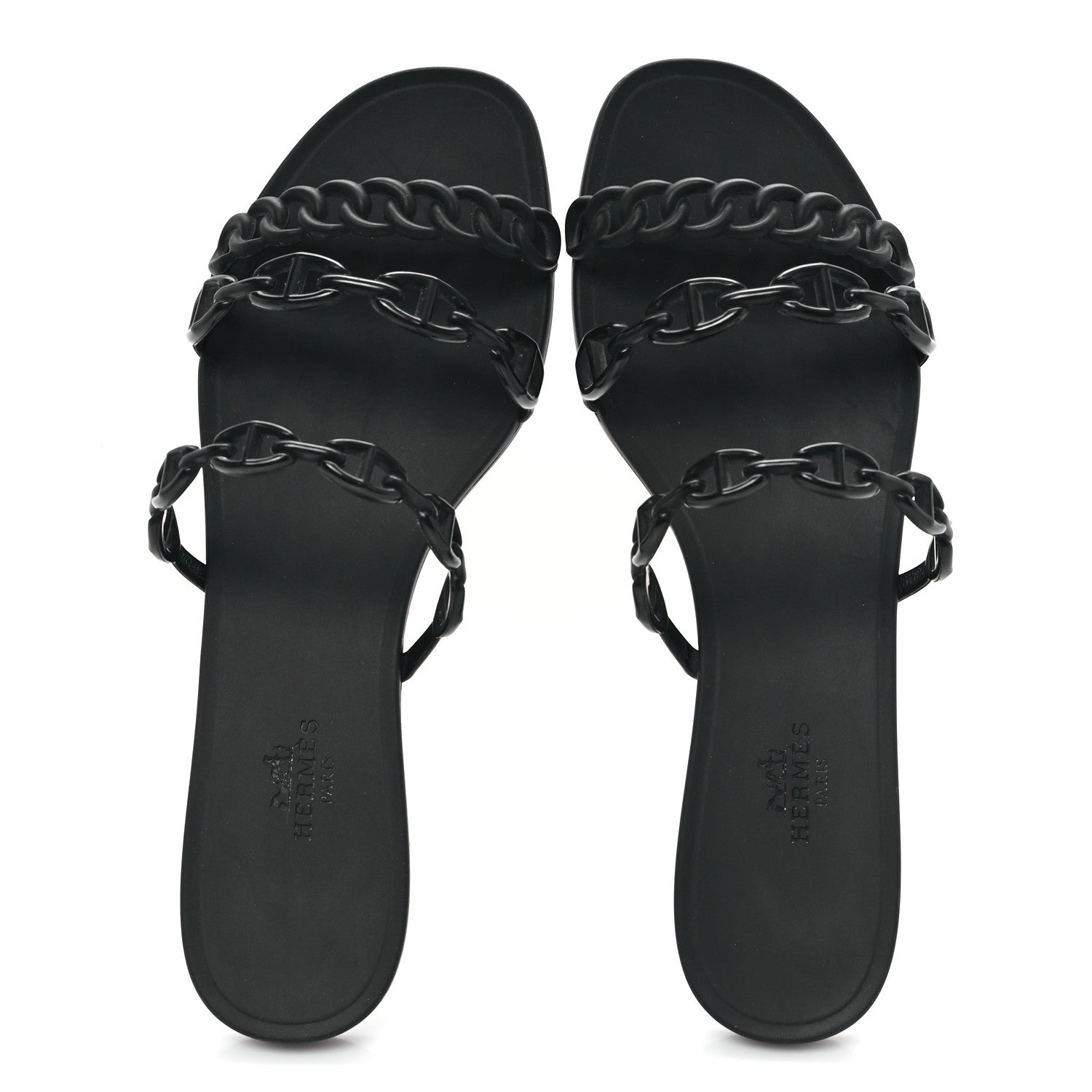 Hermes Rubber Chaine d'Ancre Rivage Sandals 38 Black 2 of 10