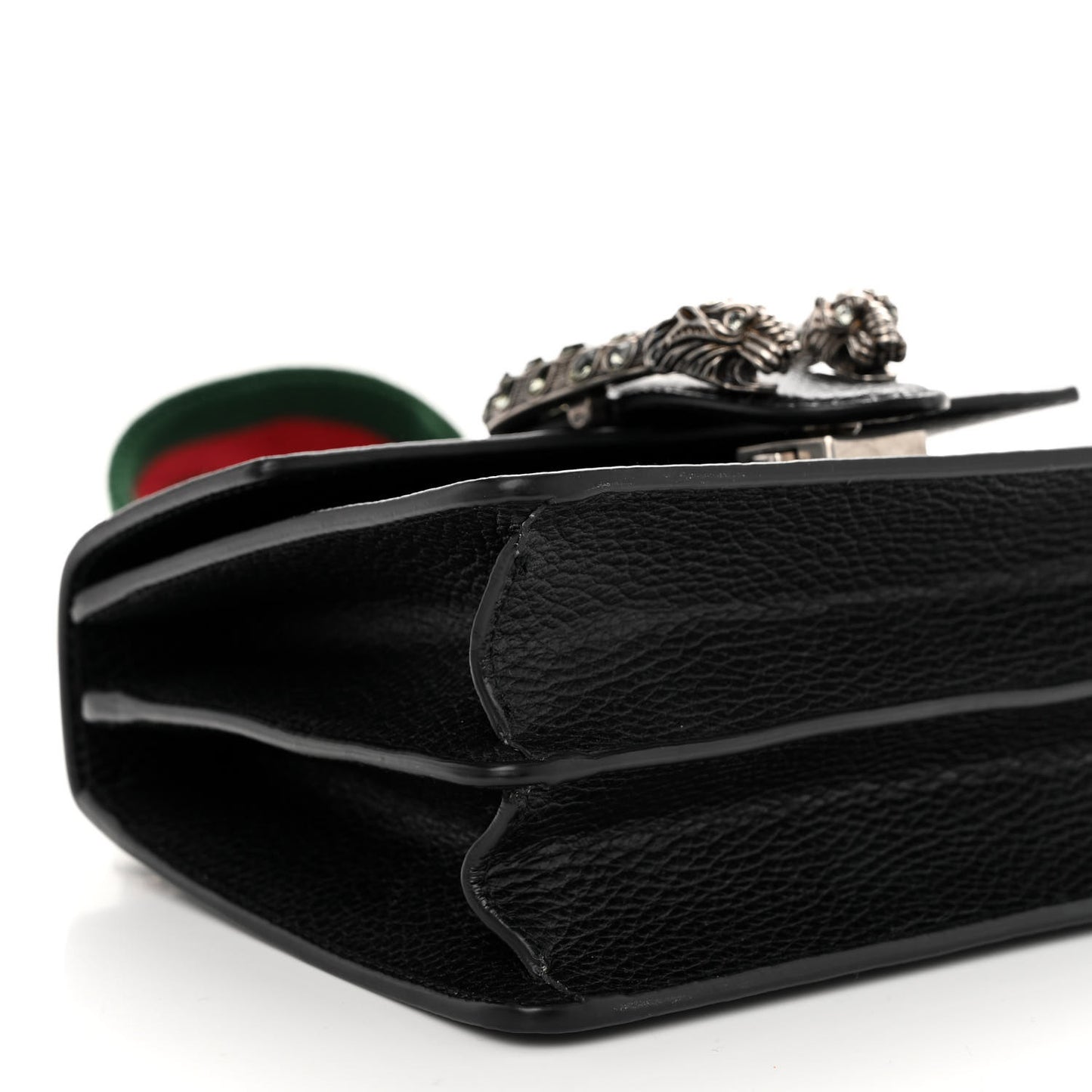 Dollar Calfskin Crystal Web Mini Dionysus Bamboo Top Handle Bag Black Black Diamond
