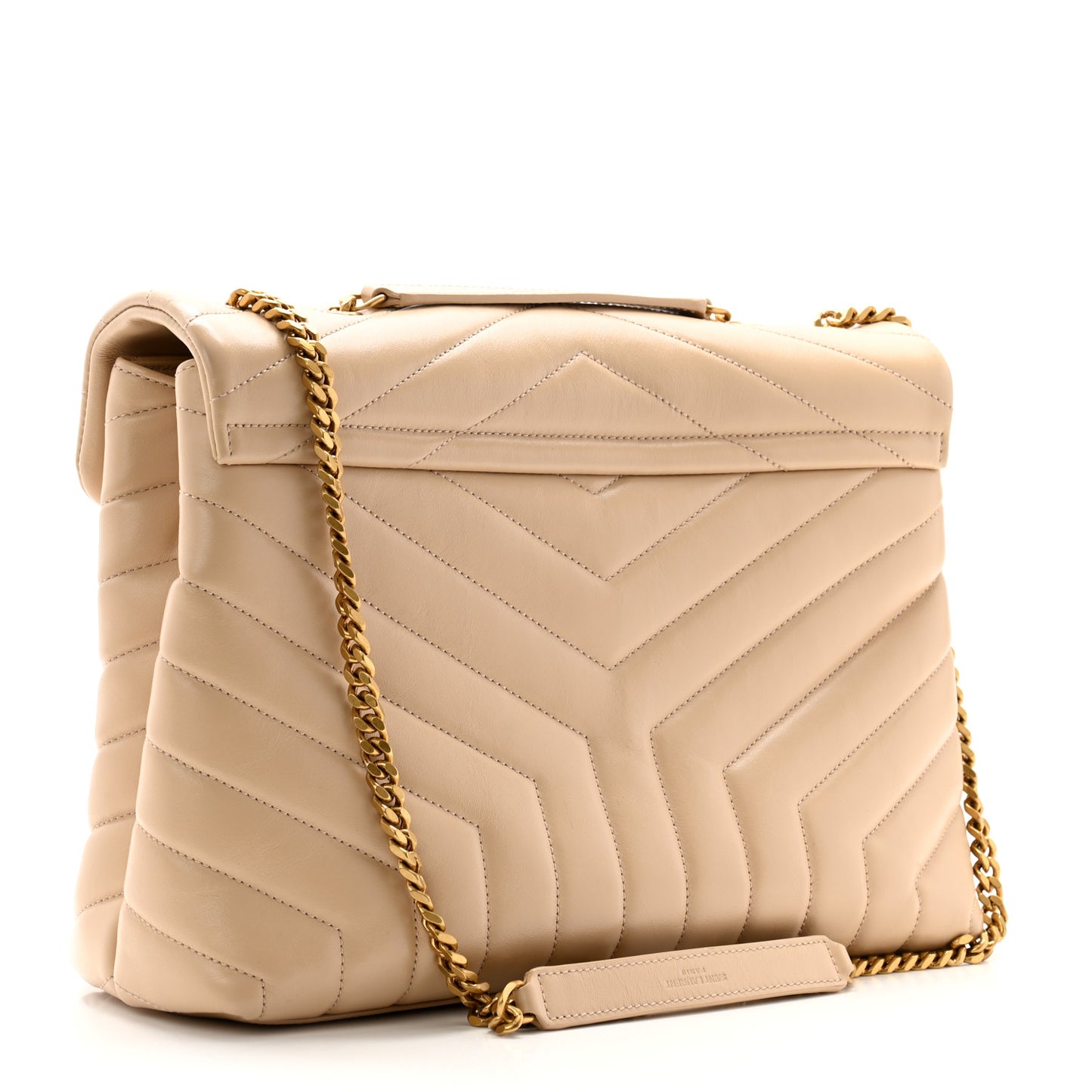 Calfskin Y Quilted Monogram Medium Loulou Chain Satchel Nude Powder