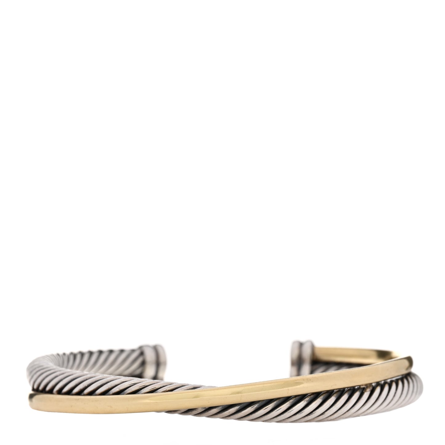 Sterling Silver 18K Yellow Gold 5mm Crossover Cuff Bracelet