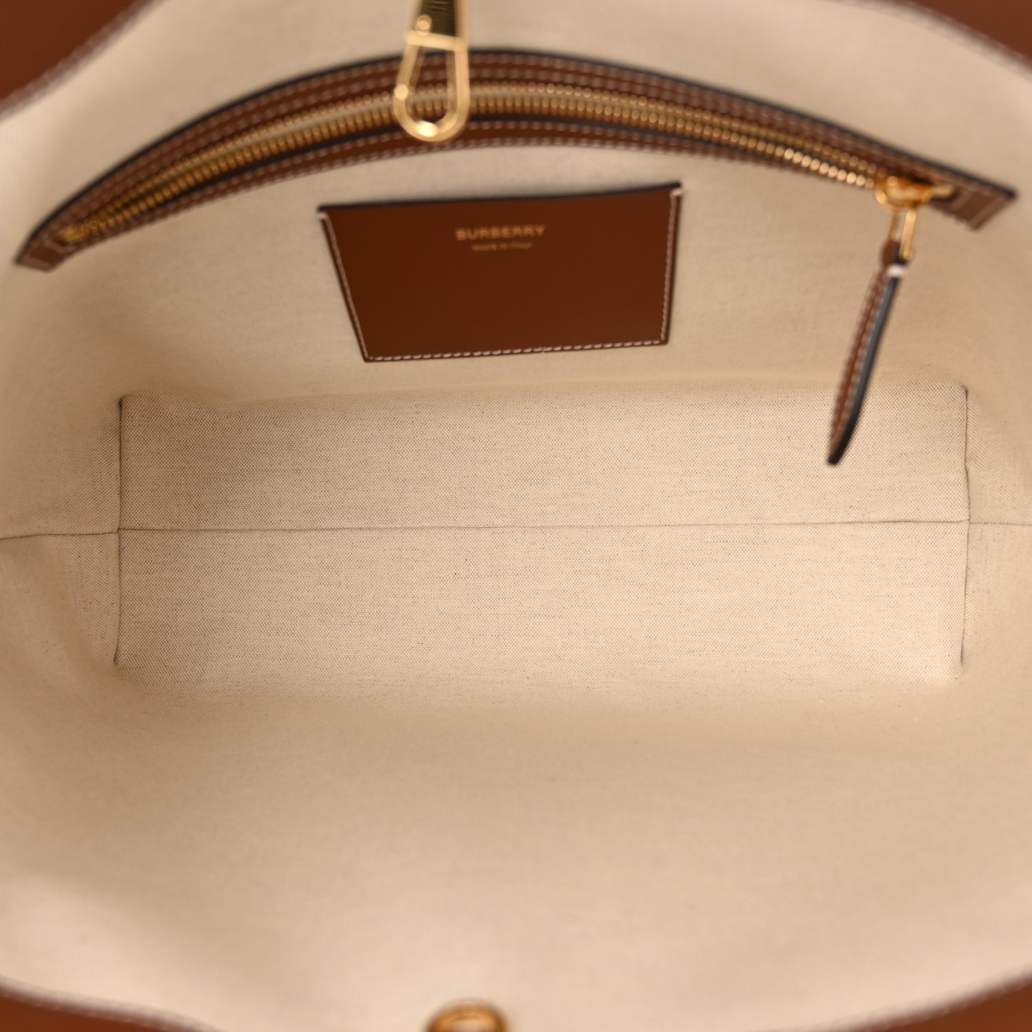 Calfskin Monogram Motif TB Medium Soft Tote Brown