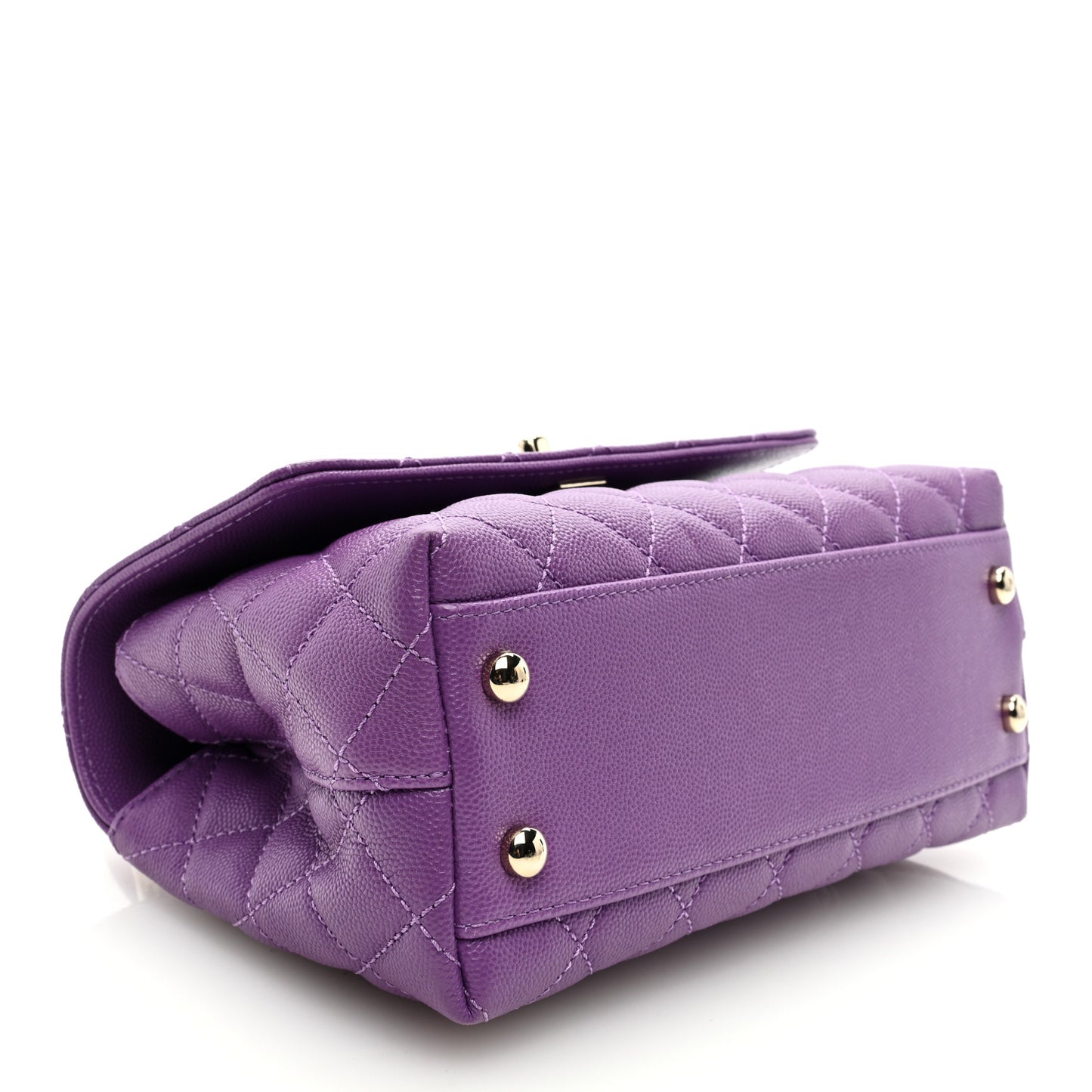 Caviar Quilted Mini Coco Handle Flap Purple