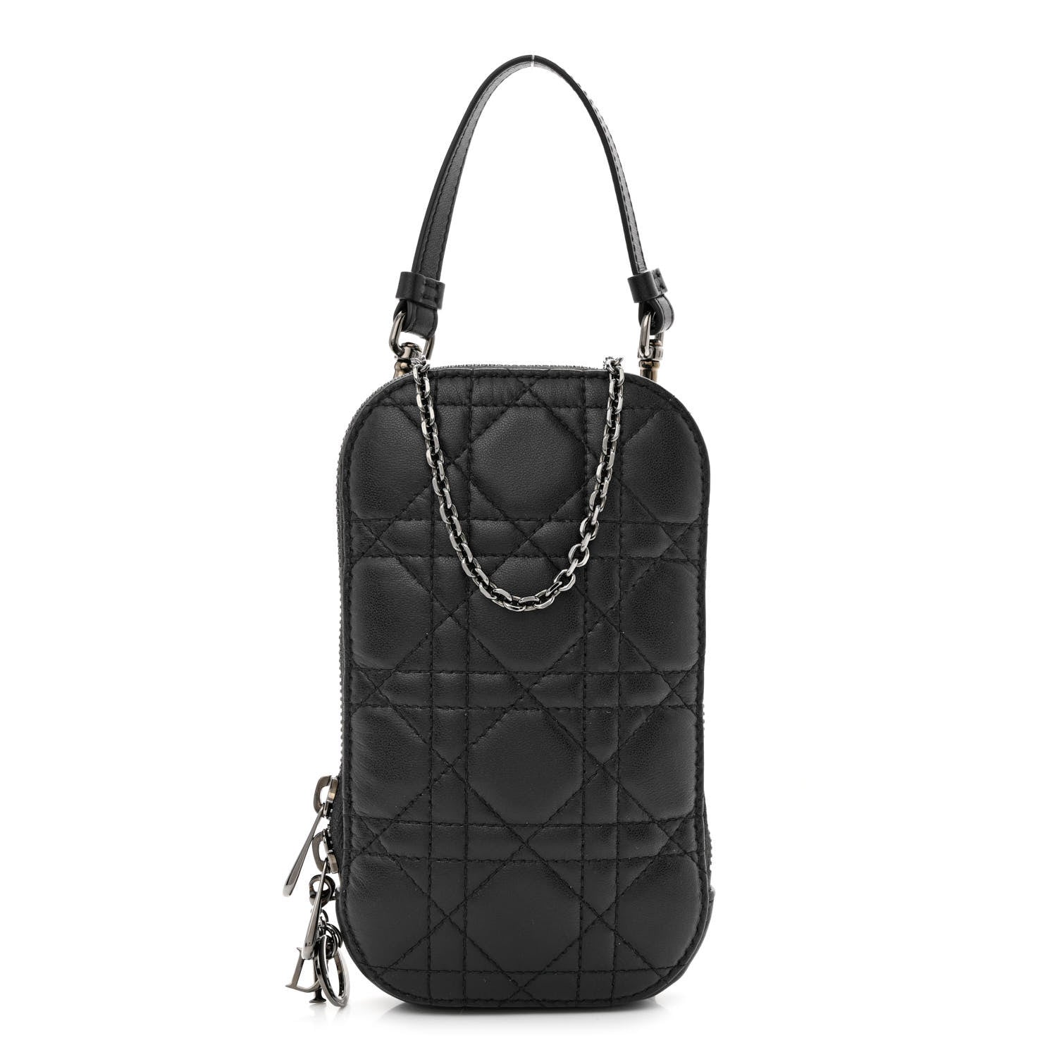 Christian Dior Lambskin Cannage Lady Dior Phone Holder Black 1 of 10