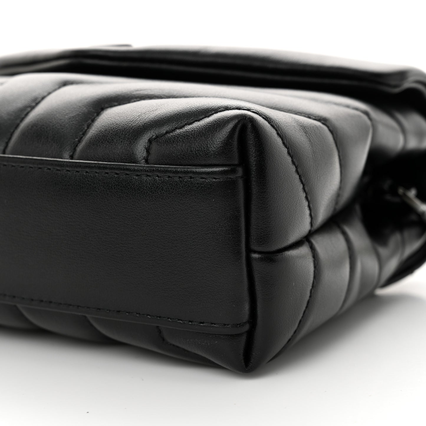Calfskin Y Quilted Monogram Monochrome Toy Loulou Crossbody Bag Black