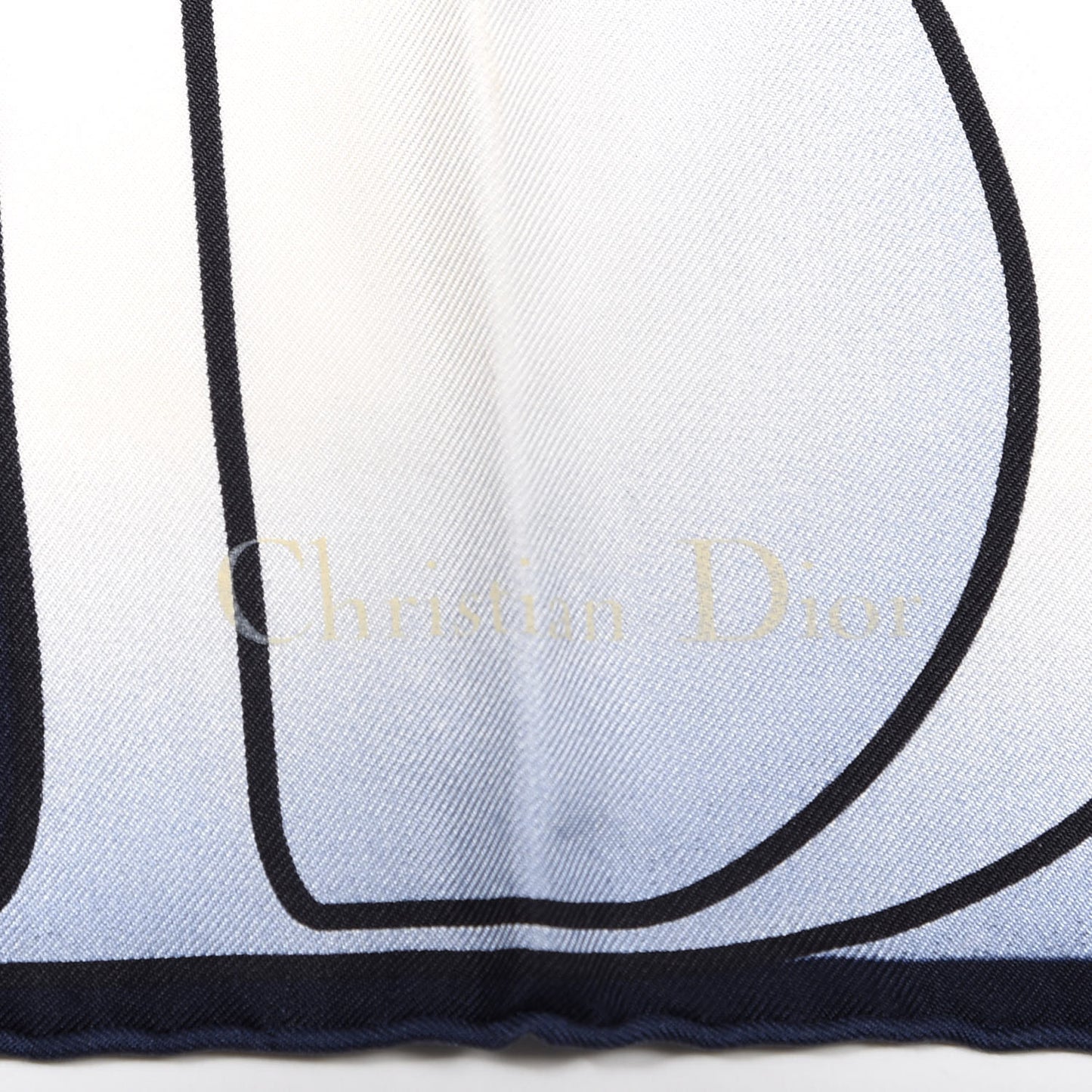 Silk CD Square Scarf Navy White