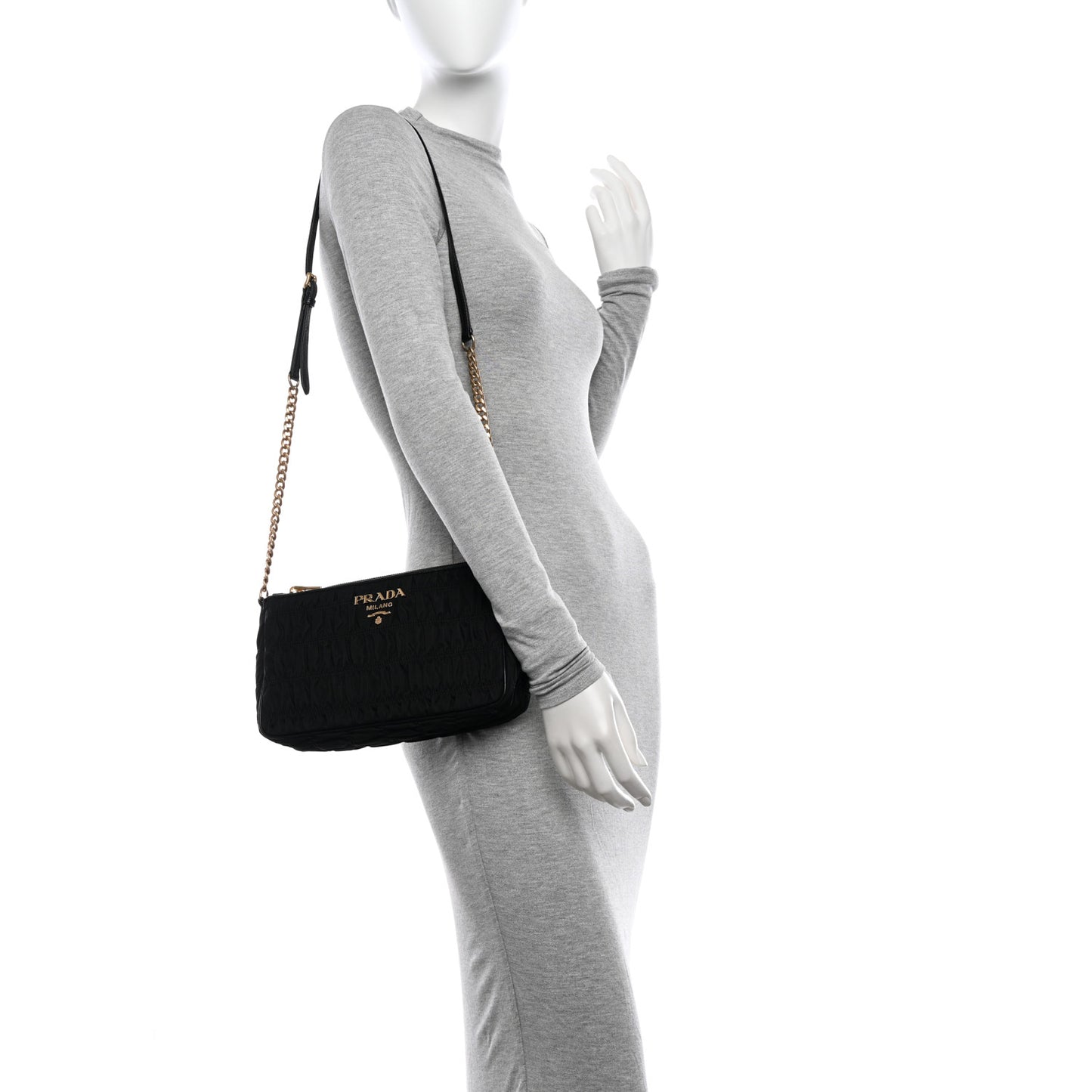 Tessuto Nylon Gaufre Shoulder Bag Black