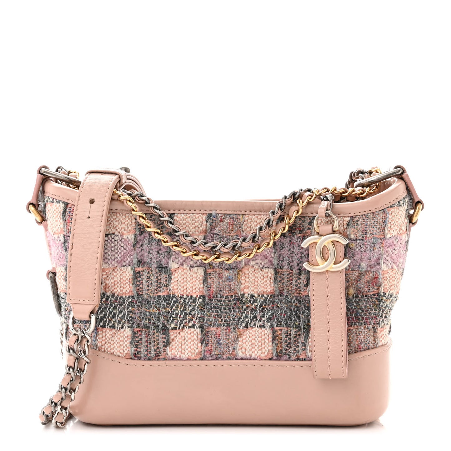 Tweed Calfskin Small Gabrielle Hobo Light Pink