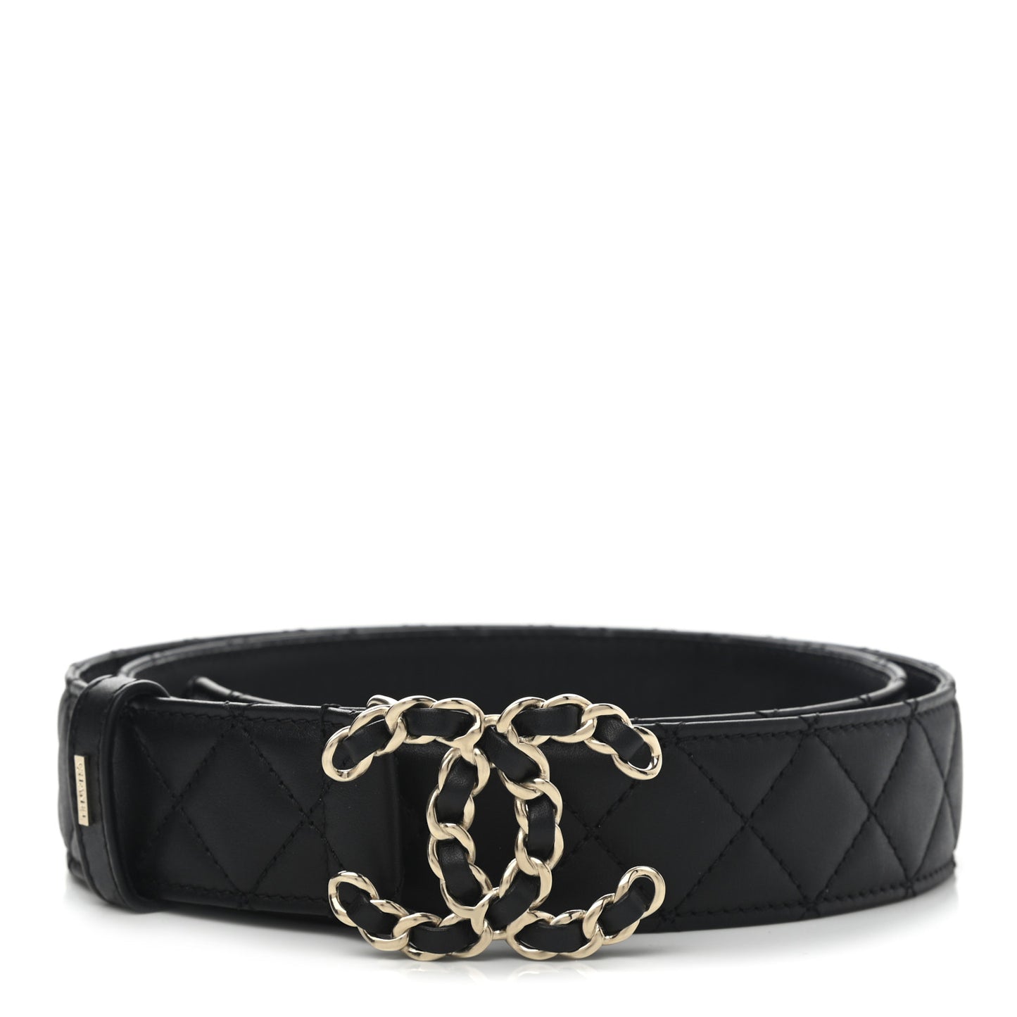 Lambskin Quilted CC Chain Belt 90 36 Black