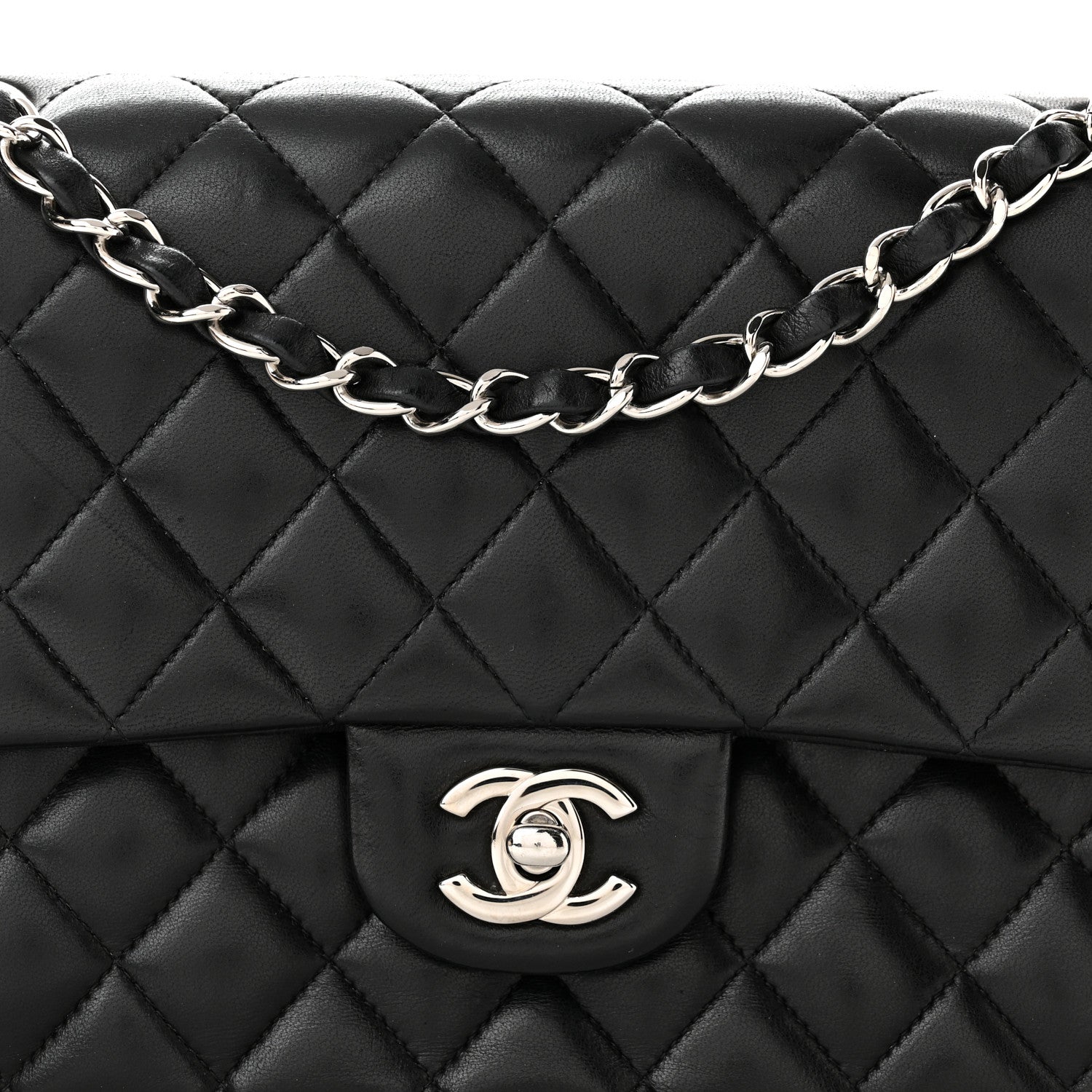 Chanel Lambskin Quilted Medium Double Flap Black 8 of 10