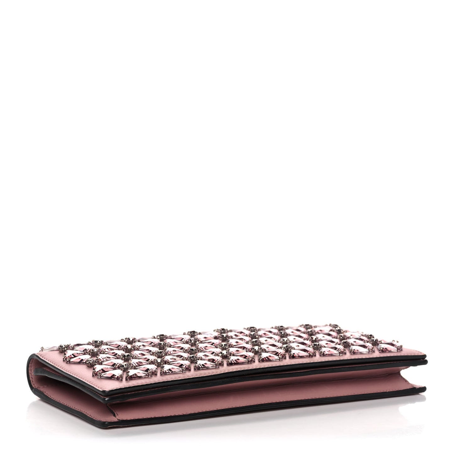 Nappa Crystal Triangles Clutch Rose Baby Candy Rame