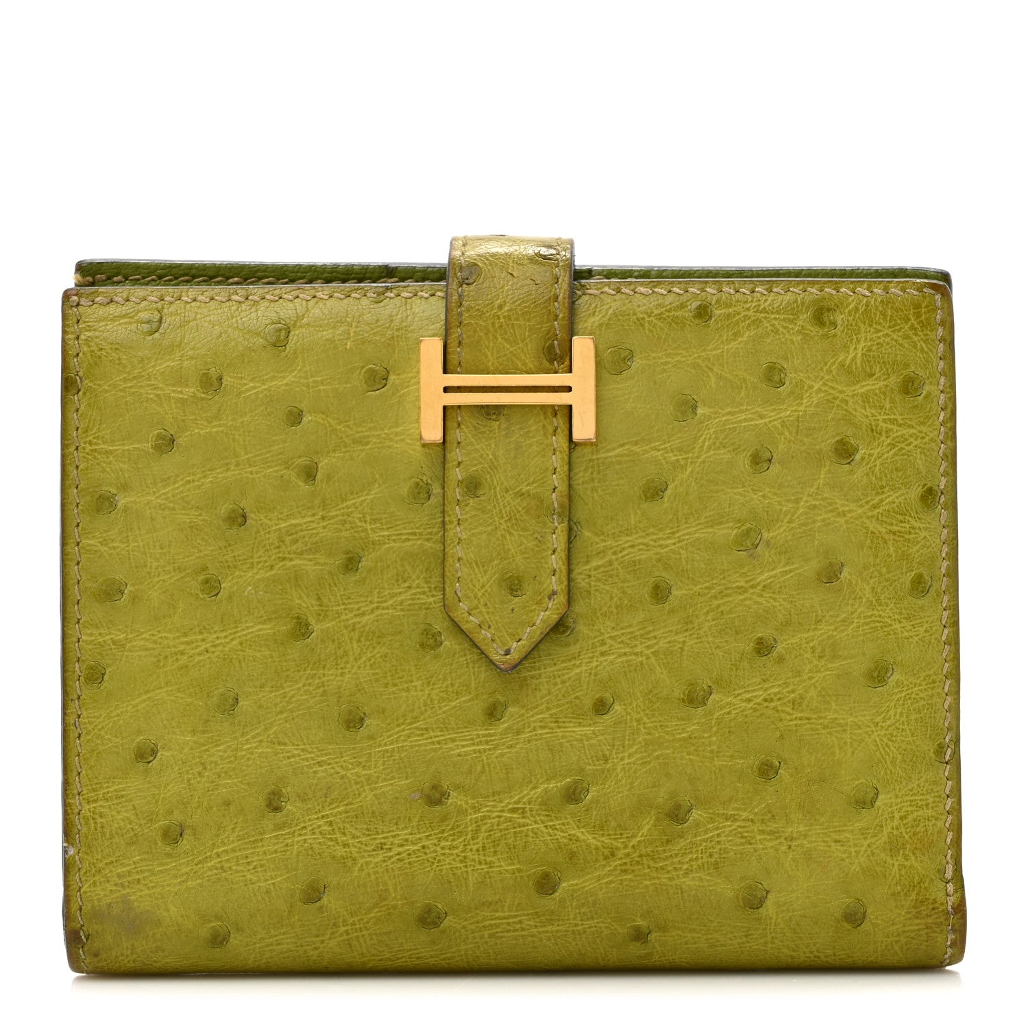 Hermes Ostrich Bearn Compact Wallet Vert Anis 1645197 – FASHIONPHILE