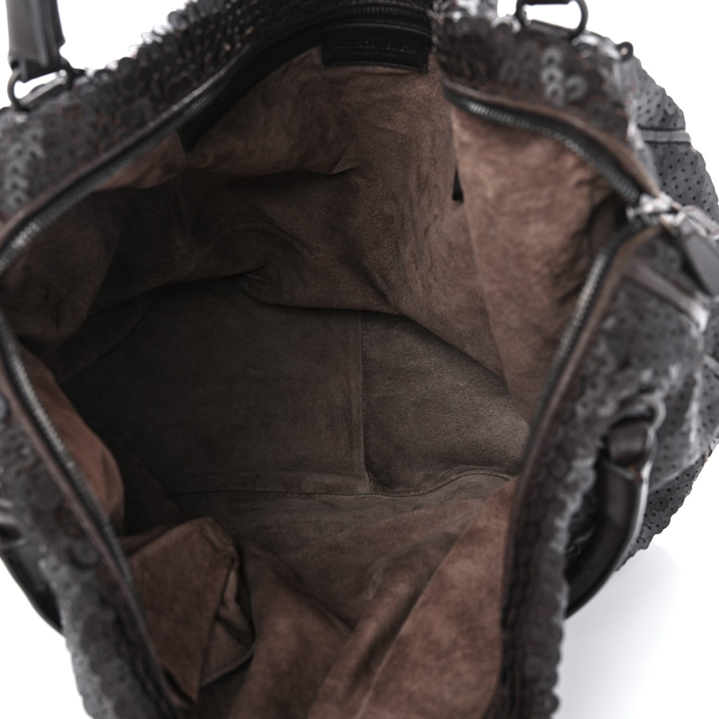 Nappa Velours Intrecciato Fuzzy Medium Veneta Hobo Ebano
