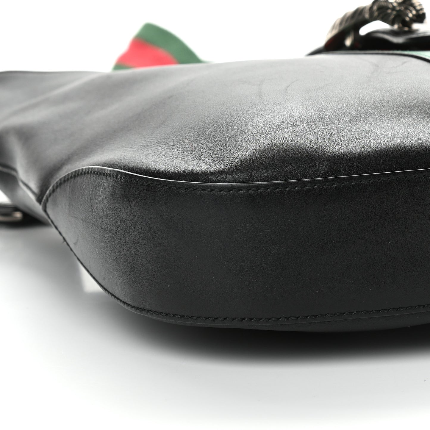 Calfskin Web Stripe Medium Dionysus Hobo Black