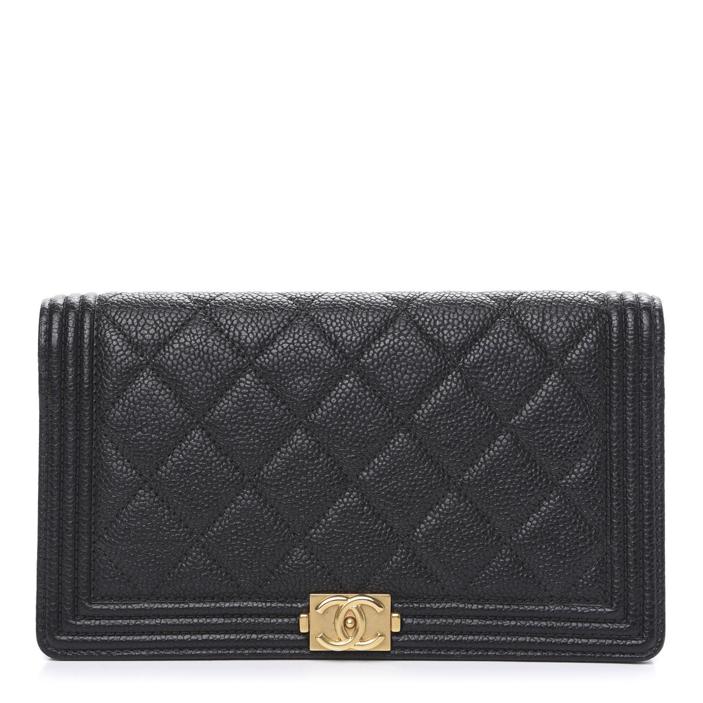 Caviar Quilted Boy Yen Wallet Black