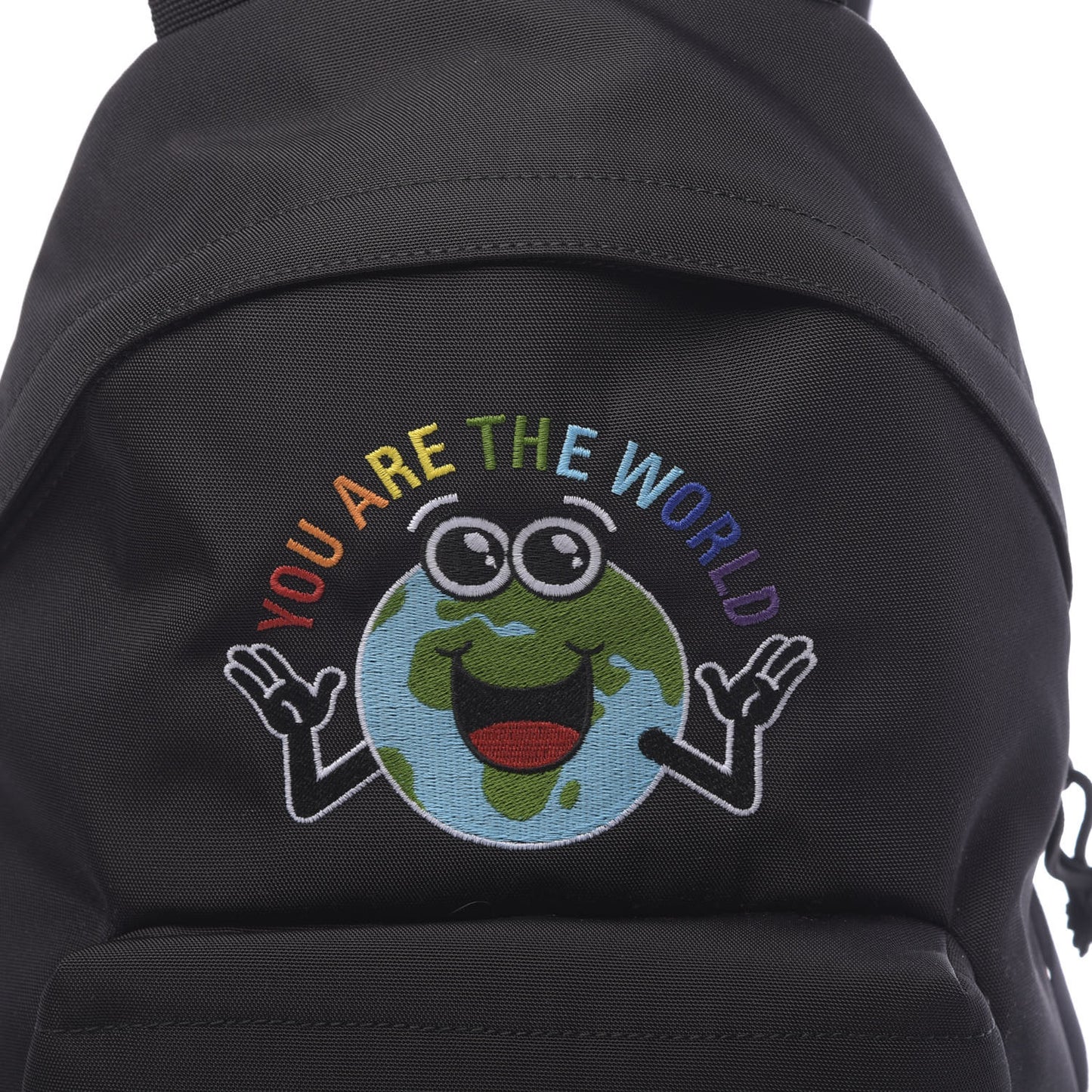 Nylon Embroidered You Are The World Explorer Backpack S Black