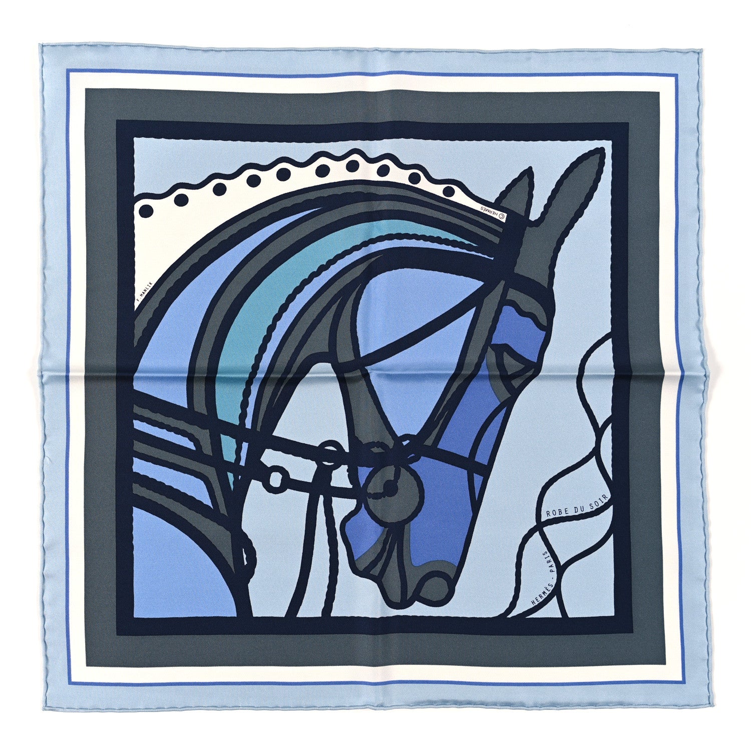 Hermes Silk Gavroche Robe Du Soir Pop DJ Scarf 45 Ciel Marine 1 of 3