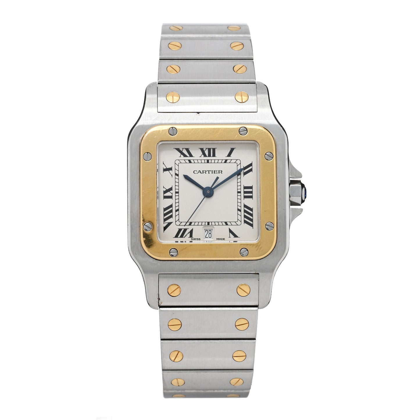 Stainless Steel 18K Yellow Gold 29mm Santos De Cartier Galbee Quartz Watch