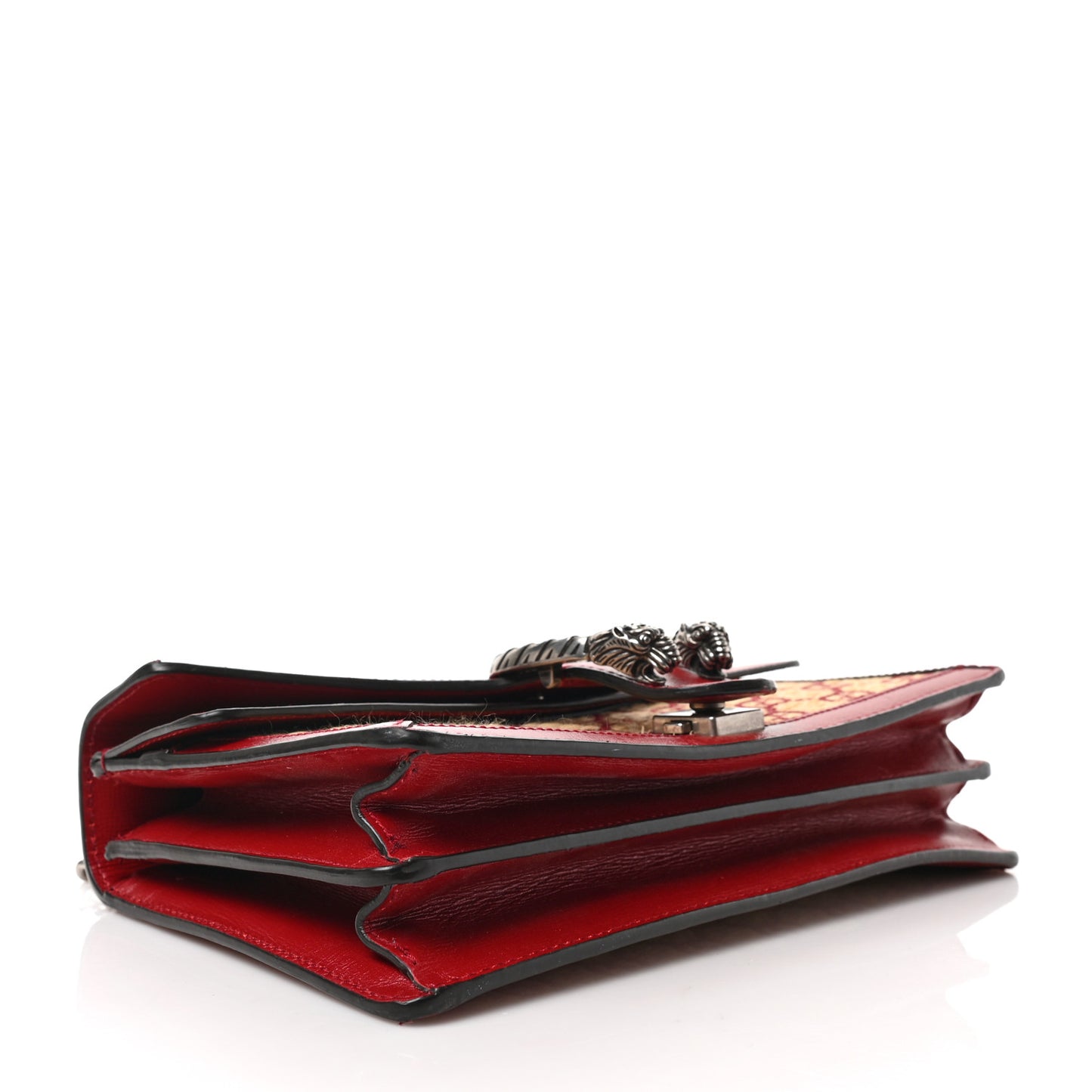 Straw Jacquard Azalea Calfskin GG Monogram Small Dionysus Shoulder Bag Natural New Cherry Red