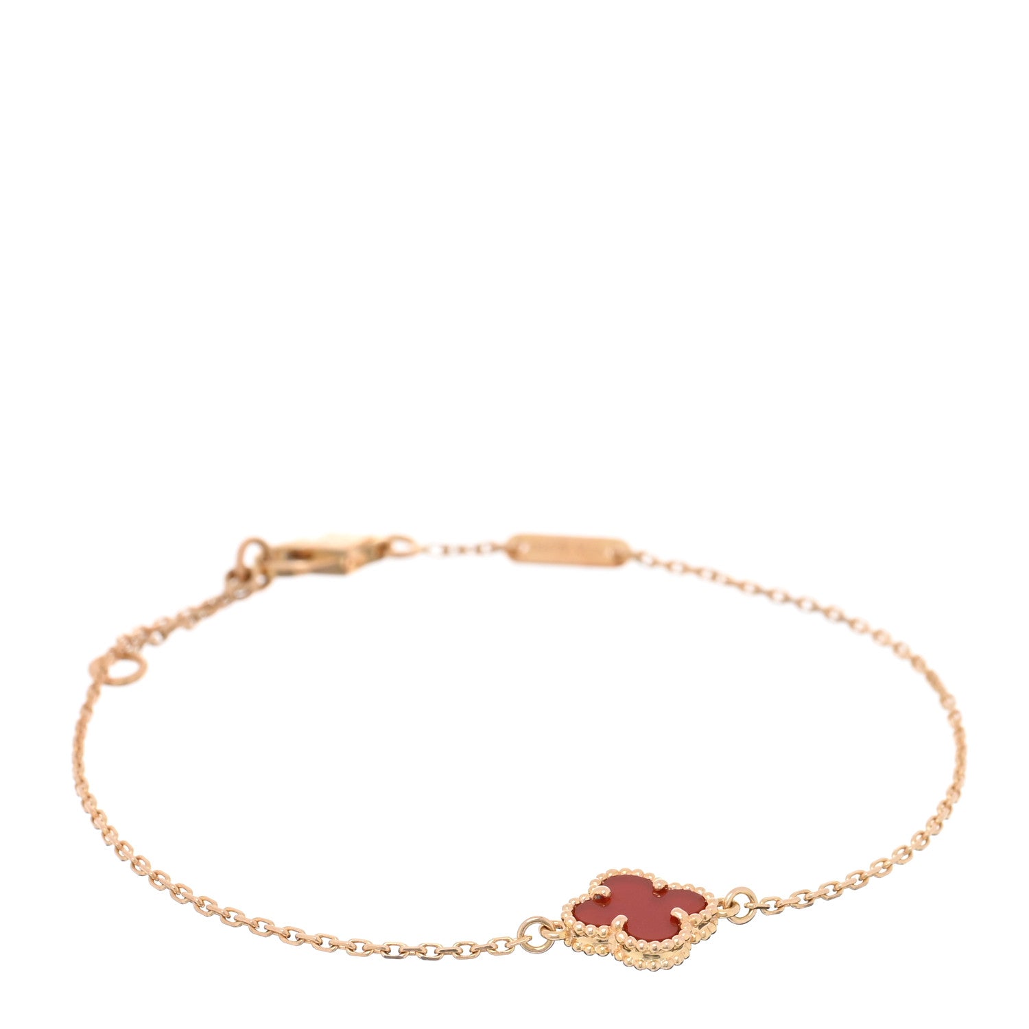 Van Cleef Arpels 18K Rose Gold Carnelian Sweet Alhambra Bracelet