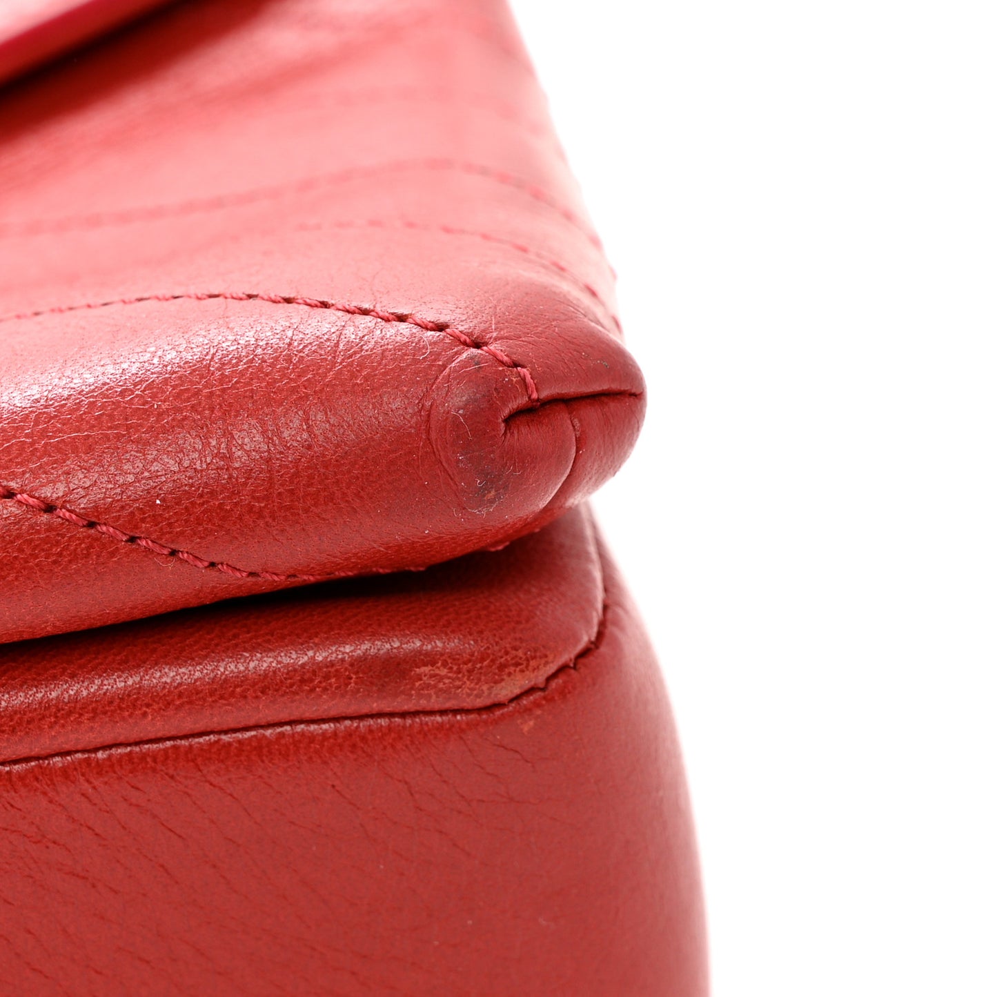 Lambskin Chevron Stitched Medium Envelope Flap Red