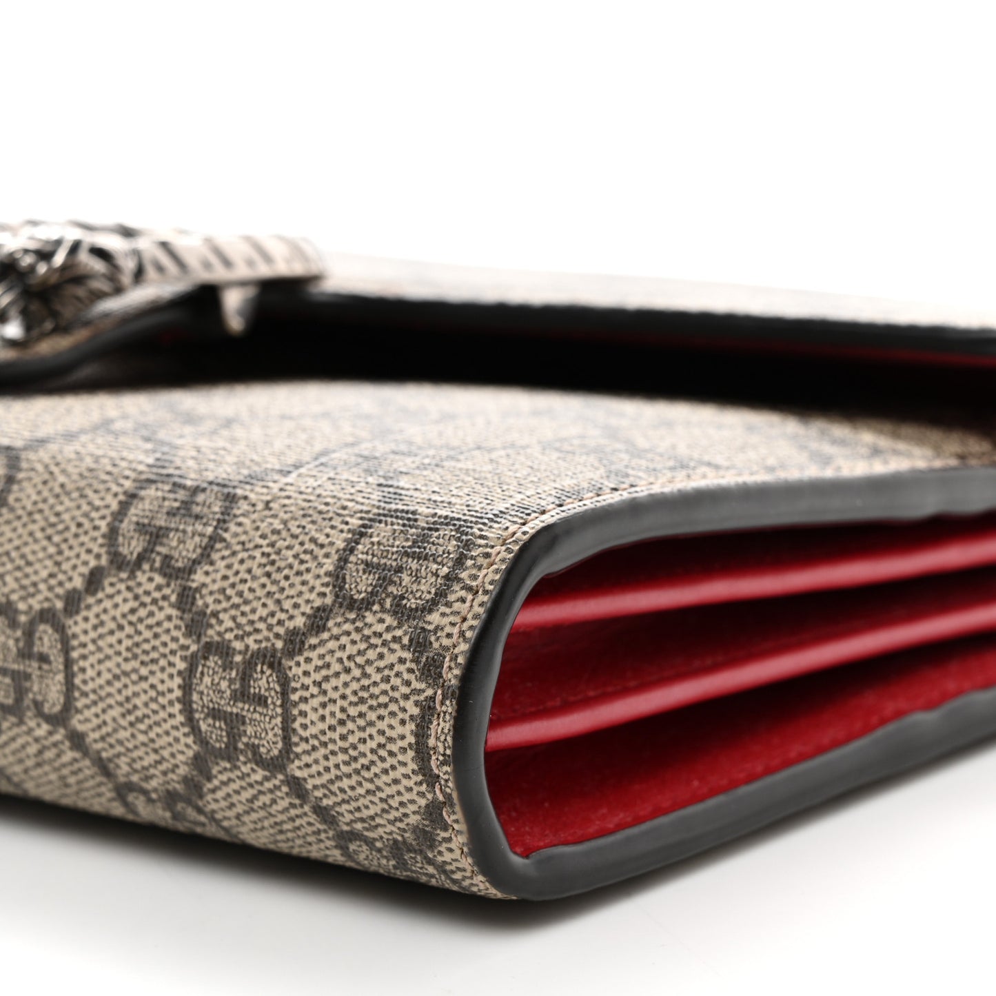 GG Supreme Monogram Mini Dionysus Chain Wallet Beige Vulcanic Red
