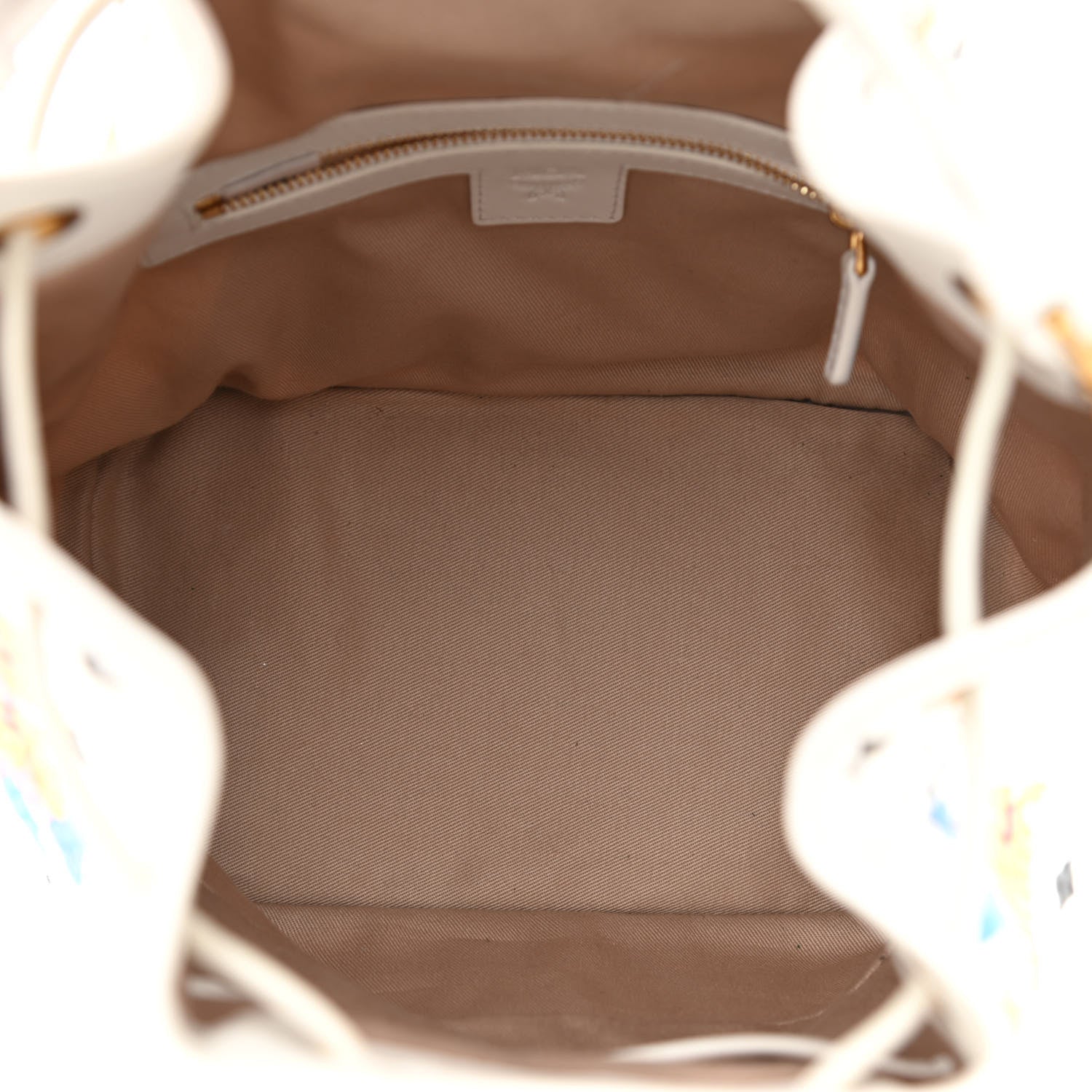 MCM Visetos Floral Print Small Drawstring Bucket Bag White 5 of 10