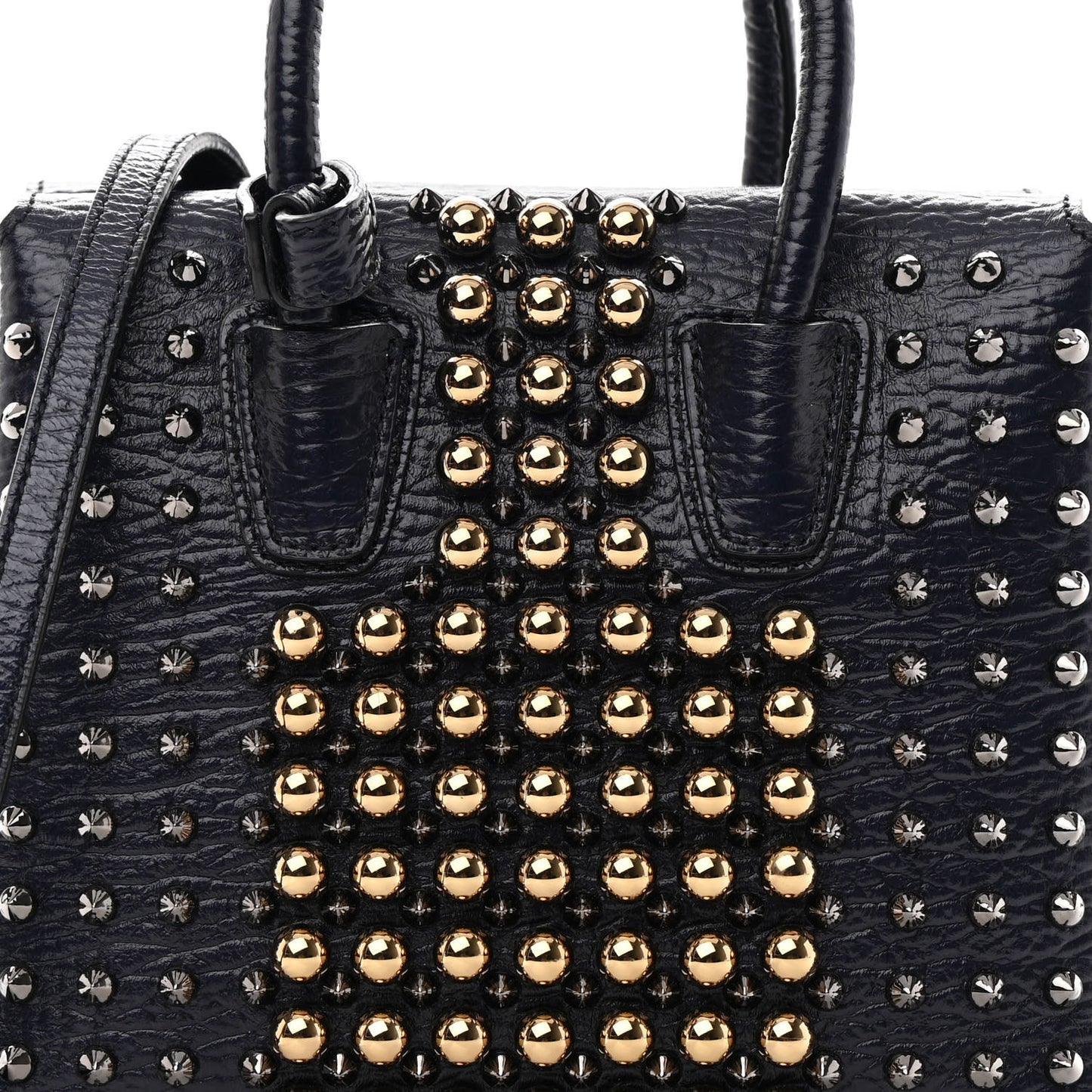 Calfskin Studded Mini Milla Tote Blue