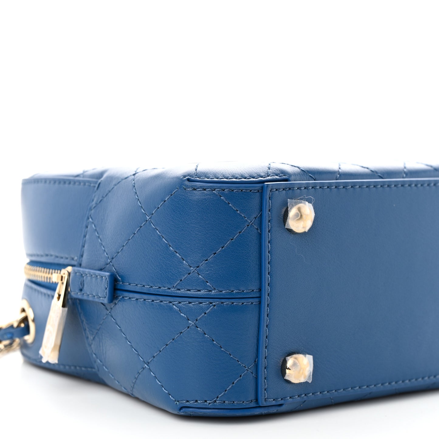 Calfskin Stitched Enamel CC Camera Case Bag Blue