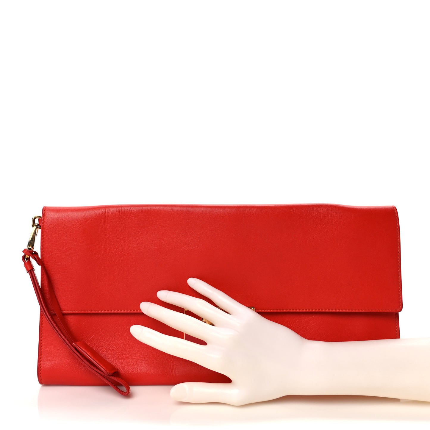 Nuage Calfskin Afef Lock Story Gancini Clutch Red