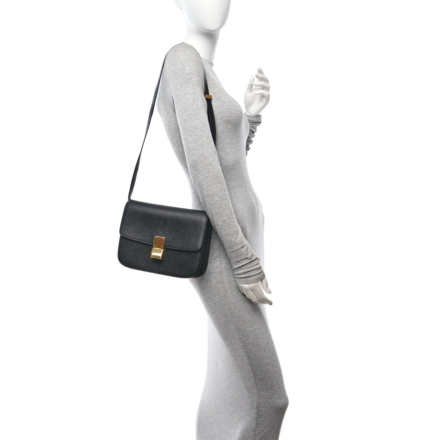 Goatskin Medium Classic Box Flap Bag Black