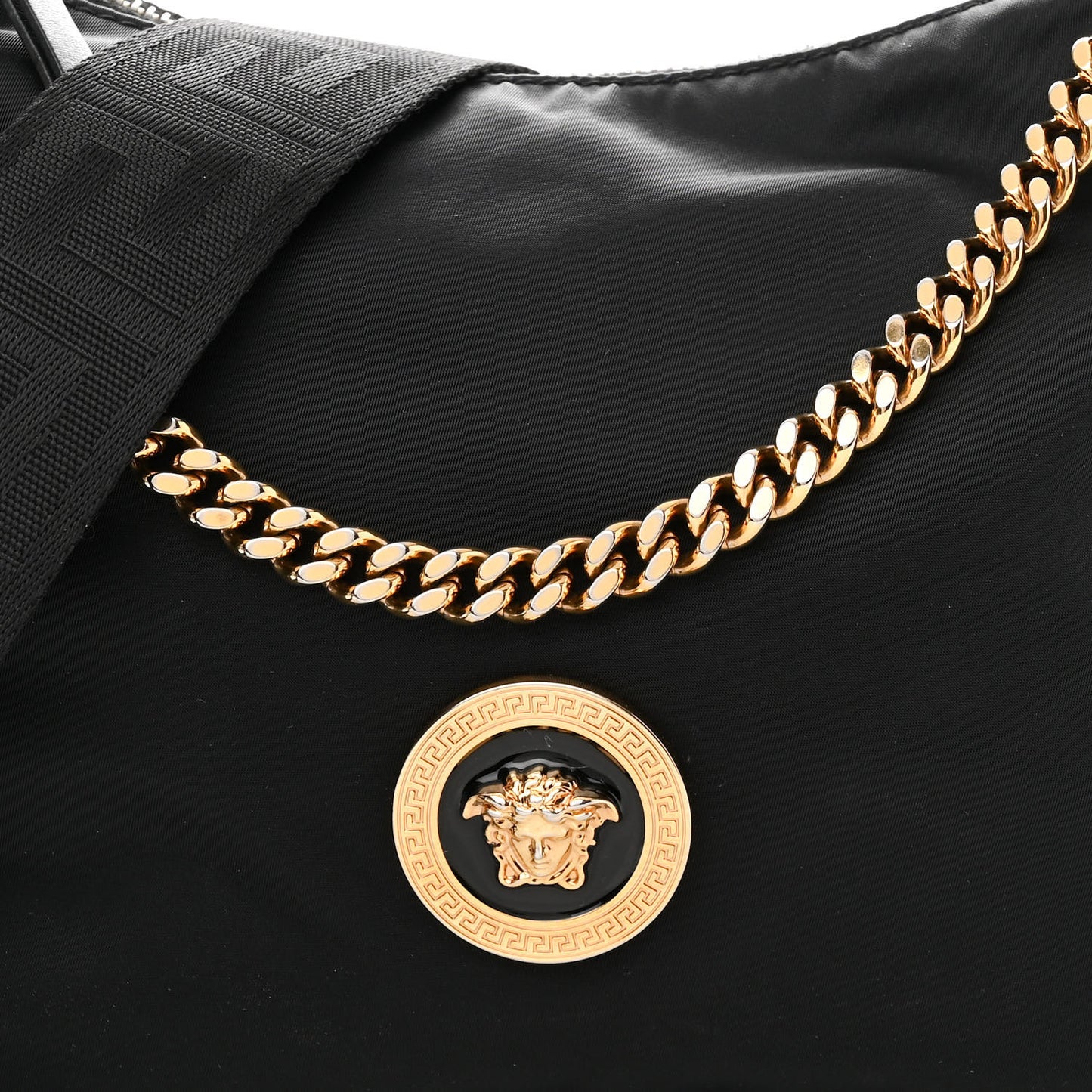 Nylon Medusa Shoulder Bag Black