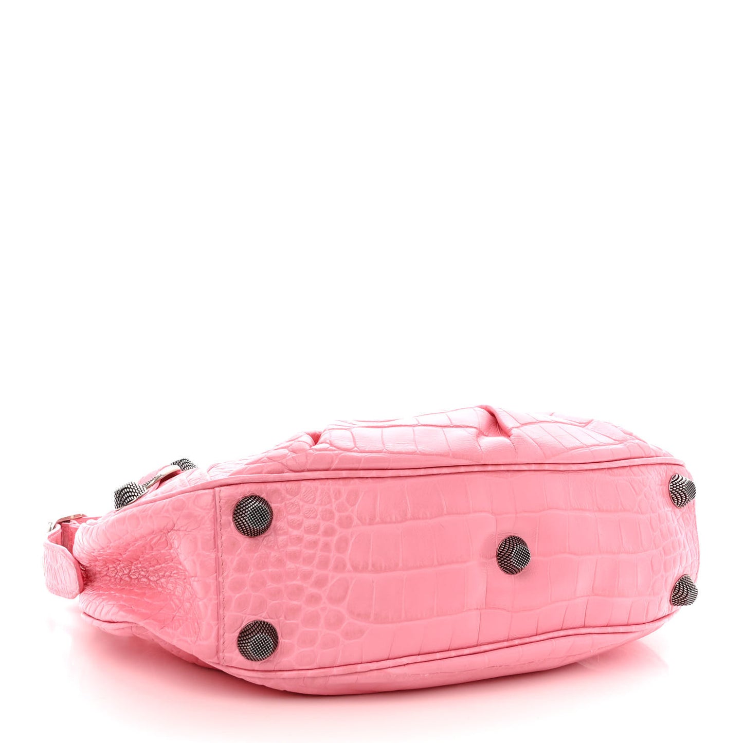 Extra Supple Calfskin Crocodile Embossed Small Le Cagole Shoulder Bag Sweet Pink