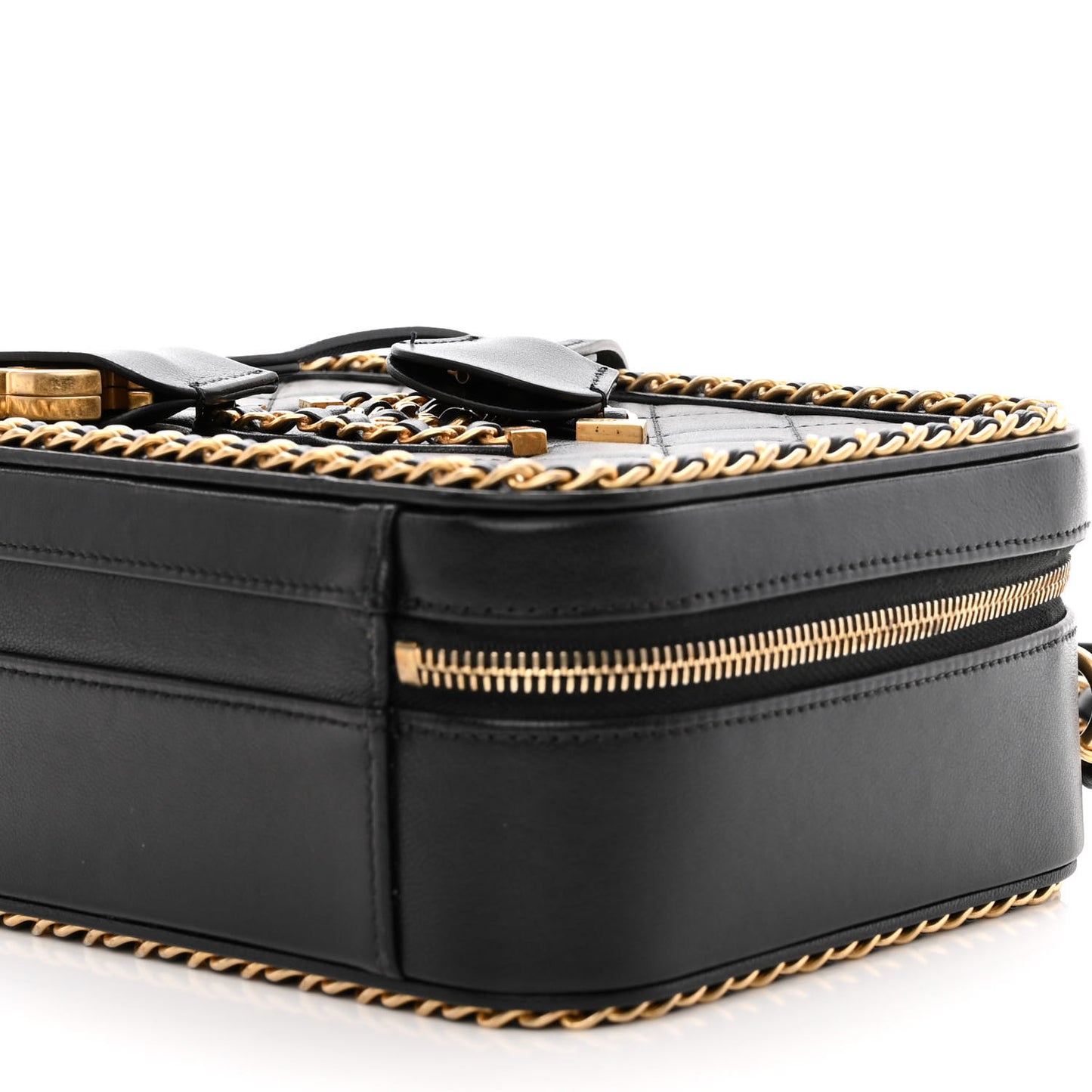 Goatskin Quilted Medium CC Filigree Vanity Case Black