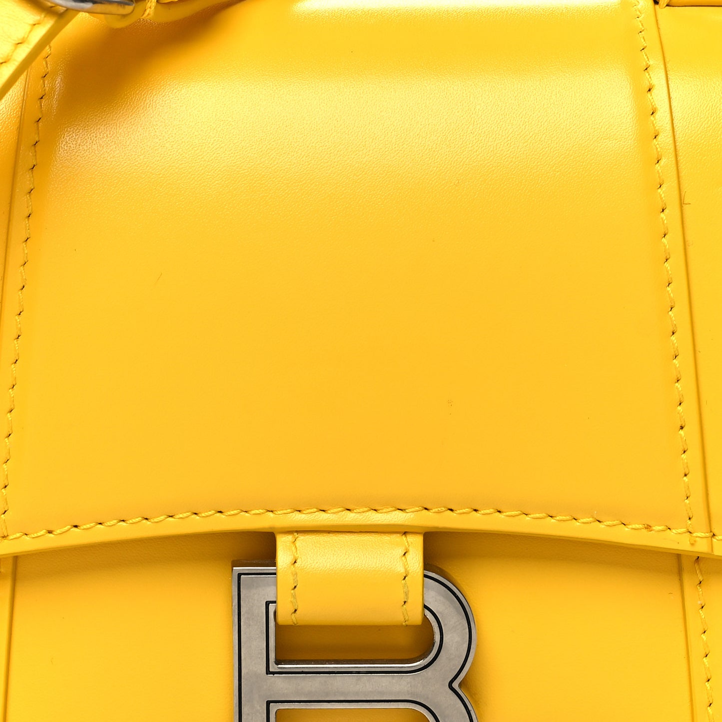 Shiny Box Calfskin Hourglass Top Handle Bag XS Yellow