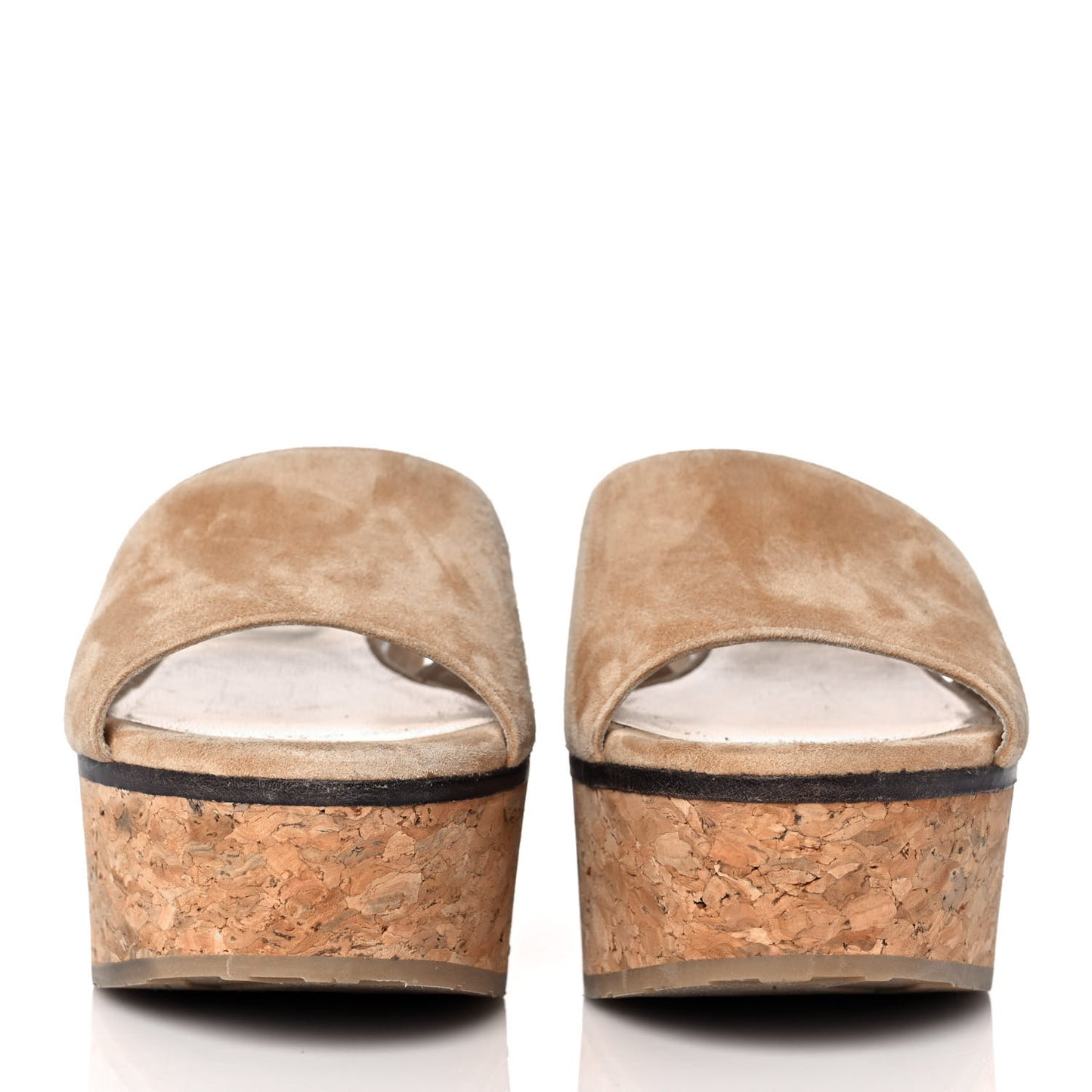 Suede Cork DeeDee Platform Wedge Slide Sandals 37.5 Camel