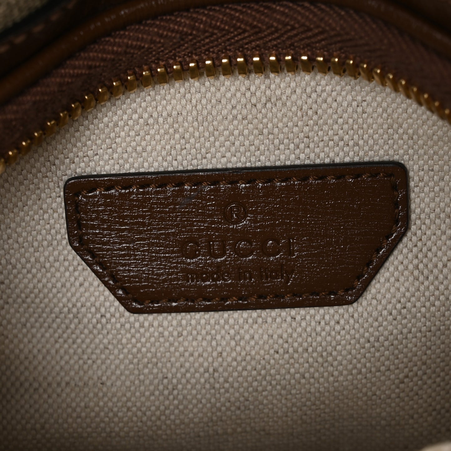 GG Supreme Monogram Textured Calfskin Retro Interlocking G Belt Bag Beige Ebony Brown Sugar