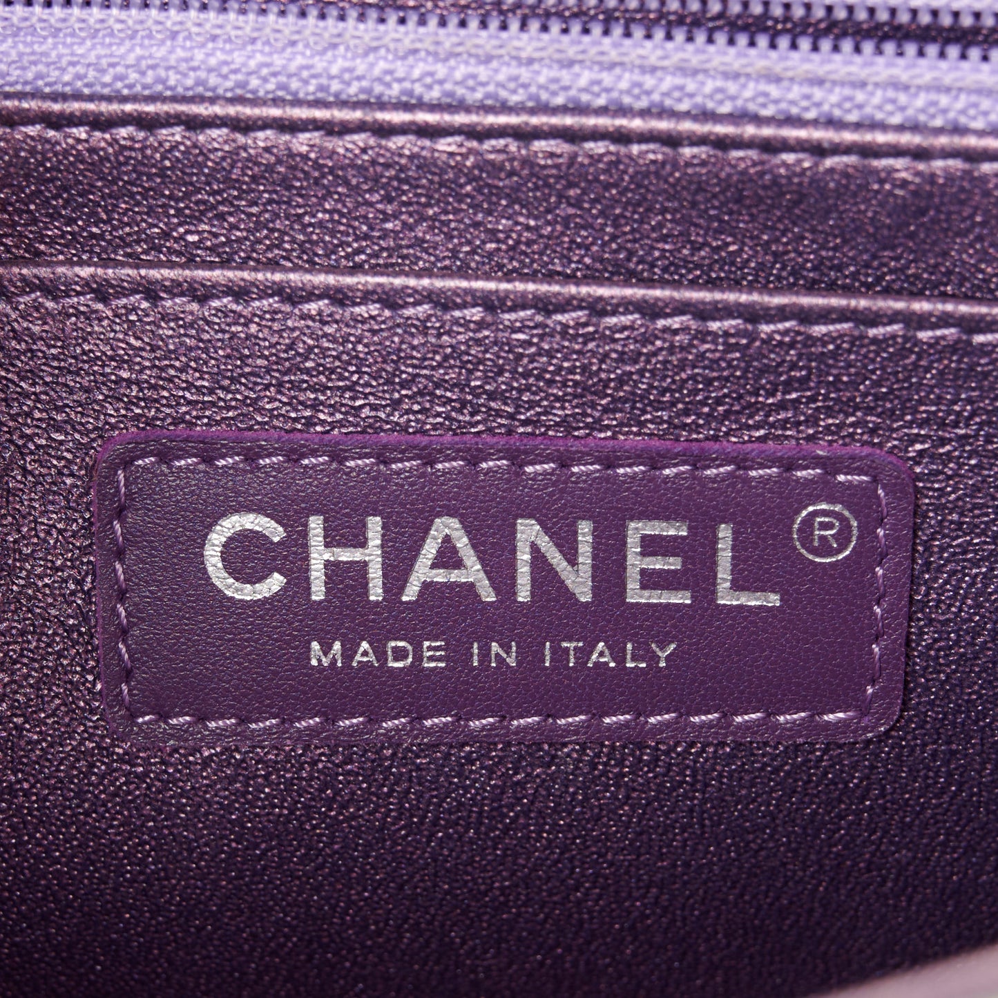 Iridescent Lambskin Quilted Mini Square Flap Dark Purple