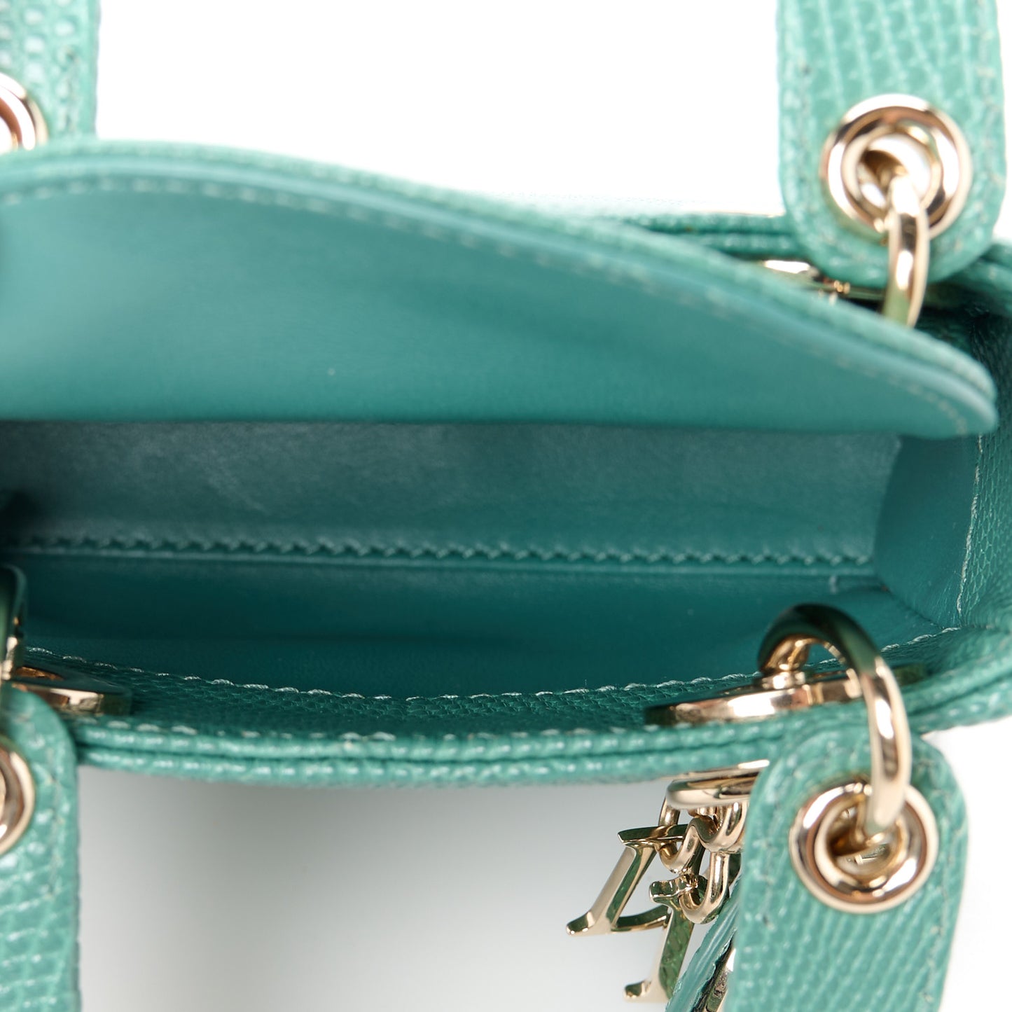 Lizard Micro Lady Dior Vert Tundra
