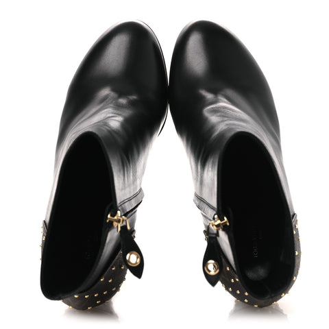 Soft Calfskin Monogram Afterglow Platform Ankle Boots 38.5 Black