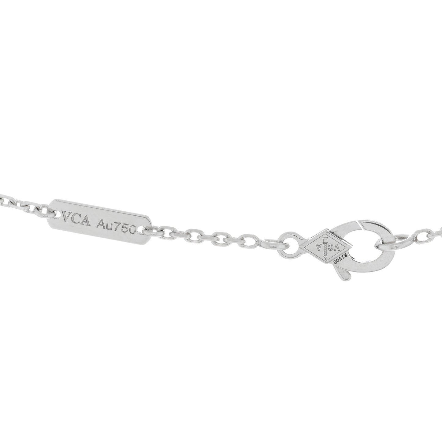 18K White Gold Mother of Pearl Vintage Alhambra Pendant Necklace
