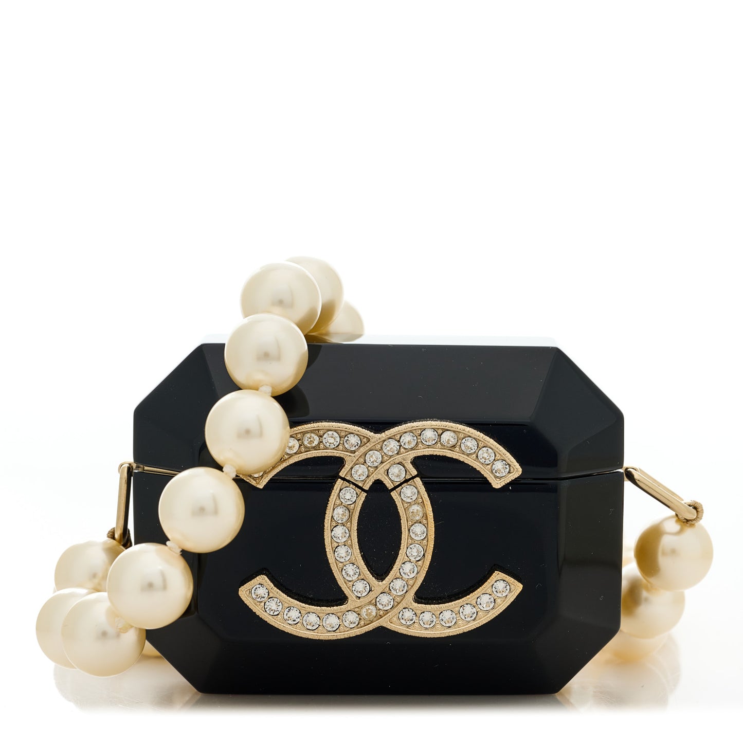 Resin Crystal Pearl Airpods Pro Holder Necklace Black Pearly White