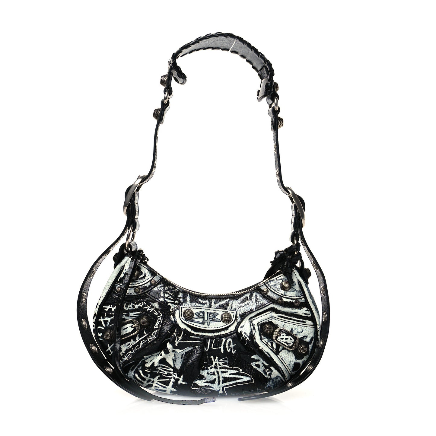 Agneau Arena Graffiti Le Cagole Shoulder Bag XS Black