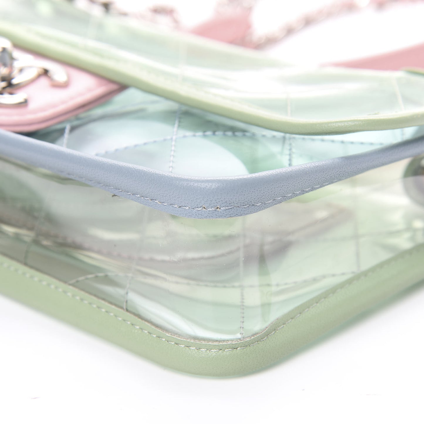 Lambskin PVC Quilted Mini Coco Splash Flap Blue Green