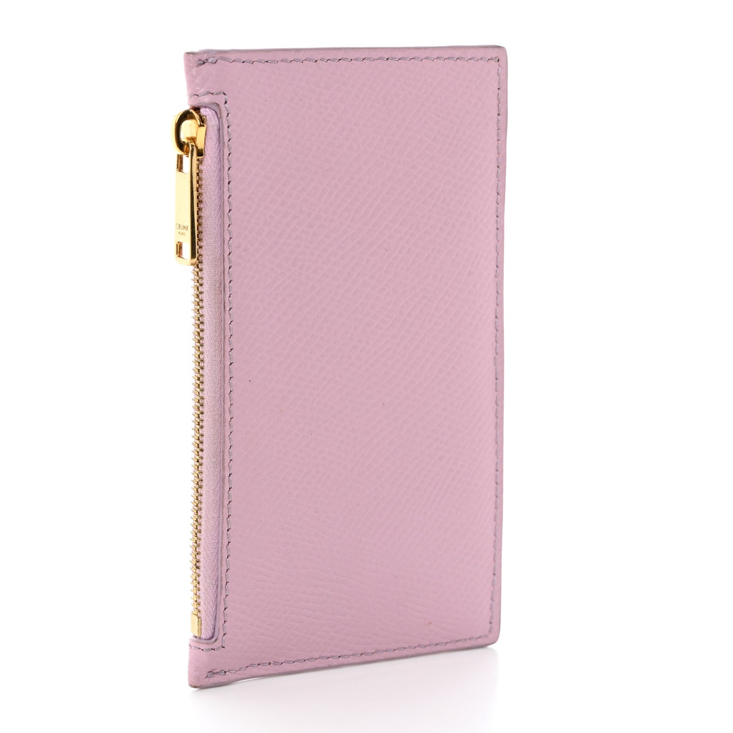 Grained Calfskin Zipped Card Holder Pink