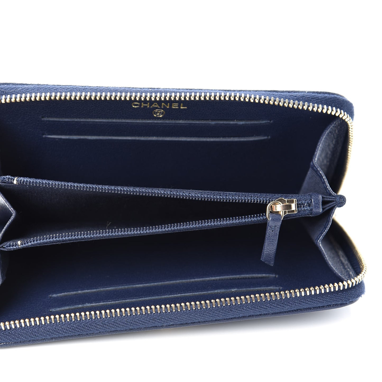 Sheepskin Quilted Mademoiselle Vintage Zip Around Wallet Navy