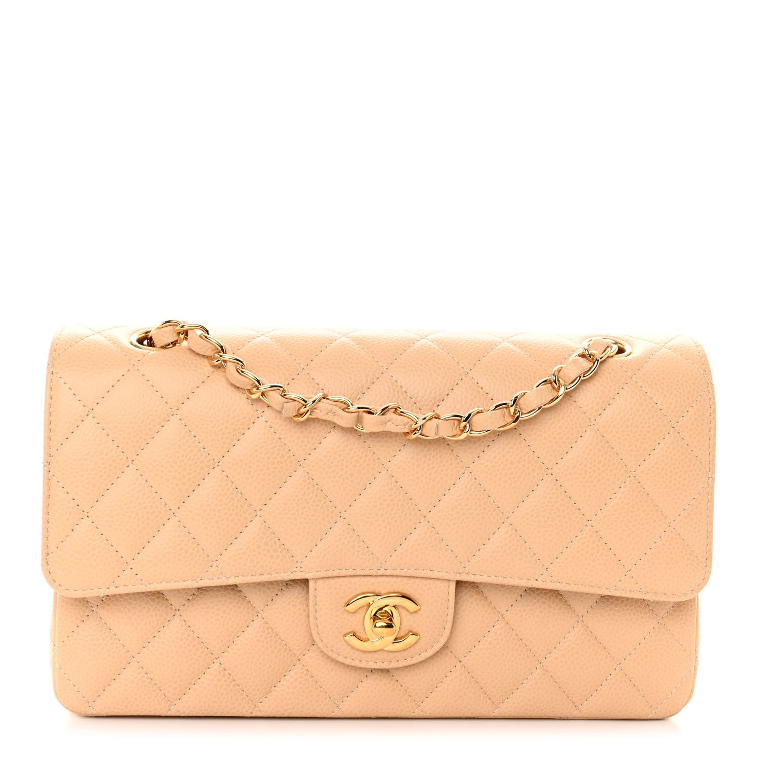Chanel Caviar Quilted Medium Double Flap Beige 1 of 10