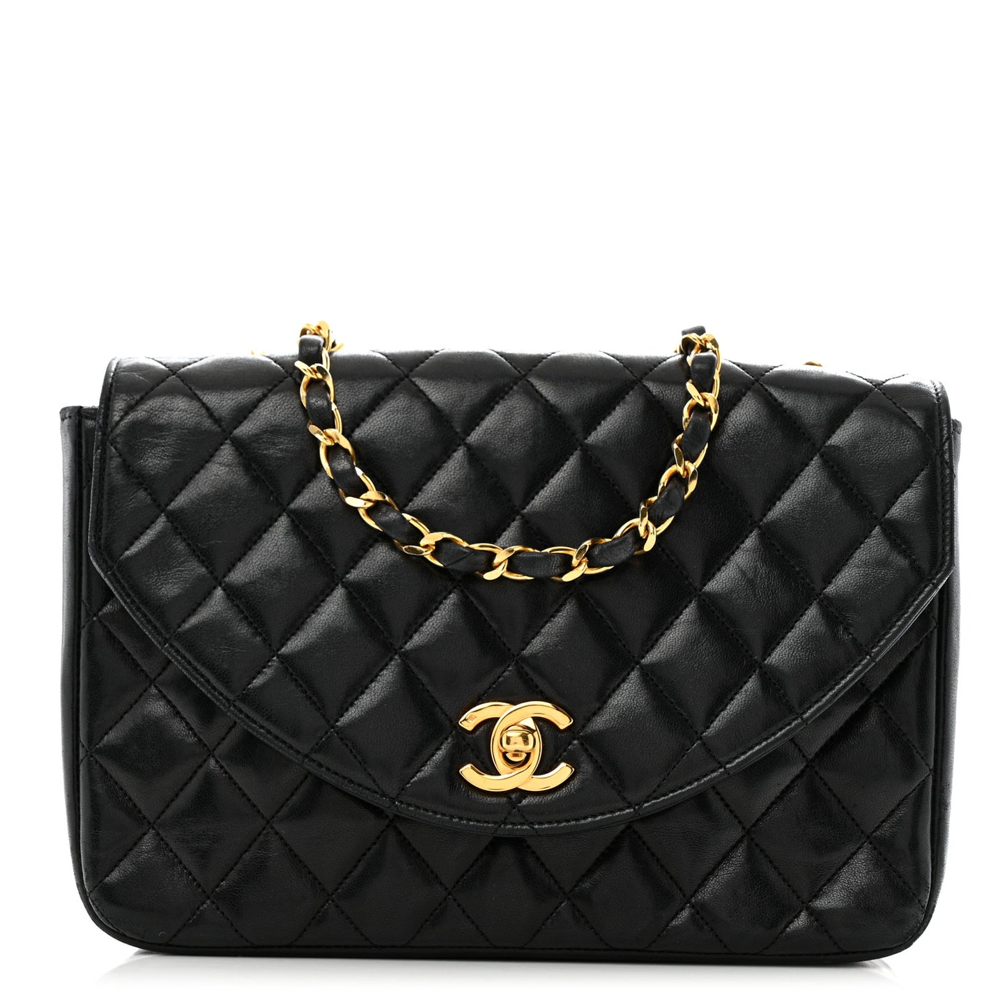 Lambskin Quilted Single Flap Black
