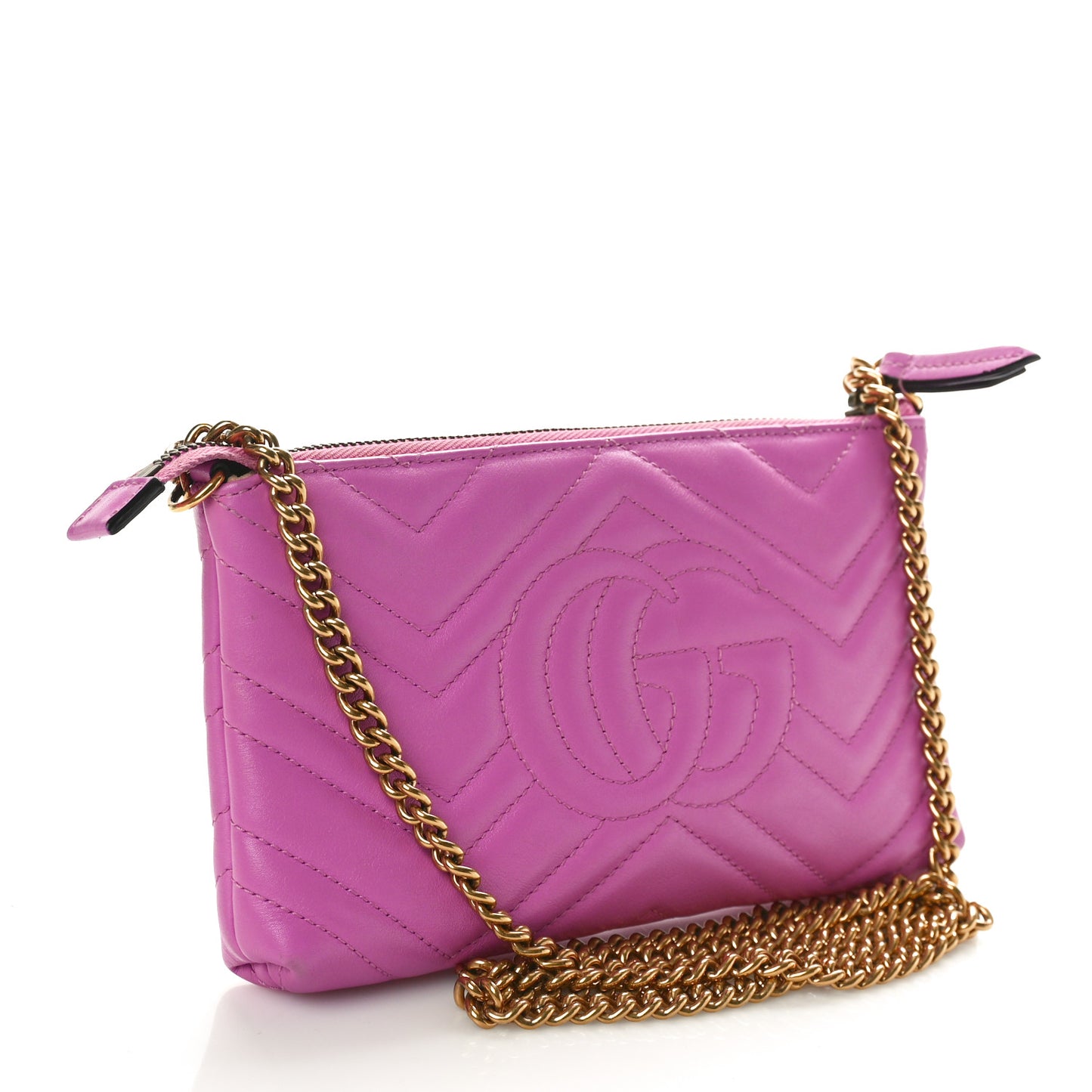 Calfskin Matelasse Mini GG Marmont Chain Bag Candy Mousse