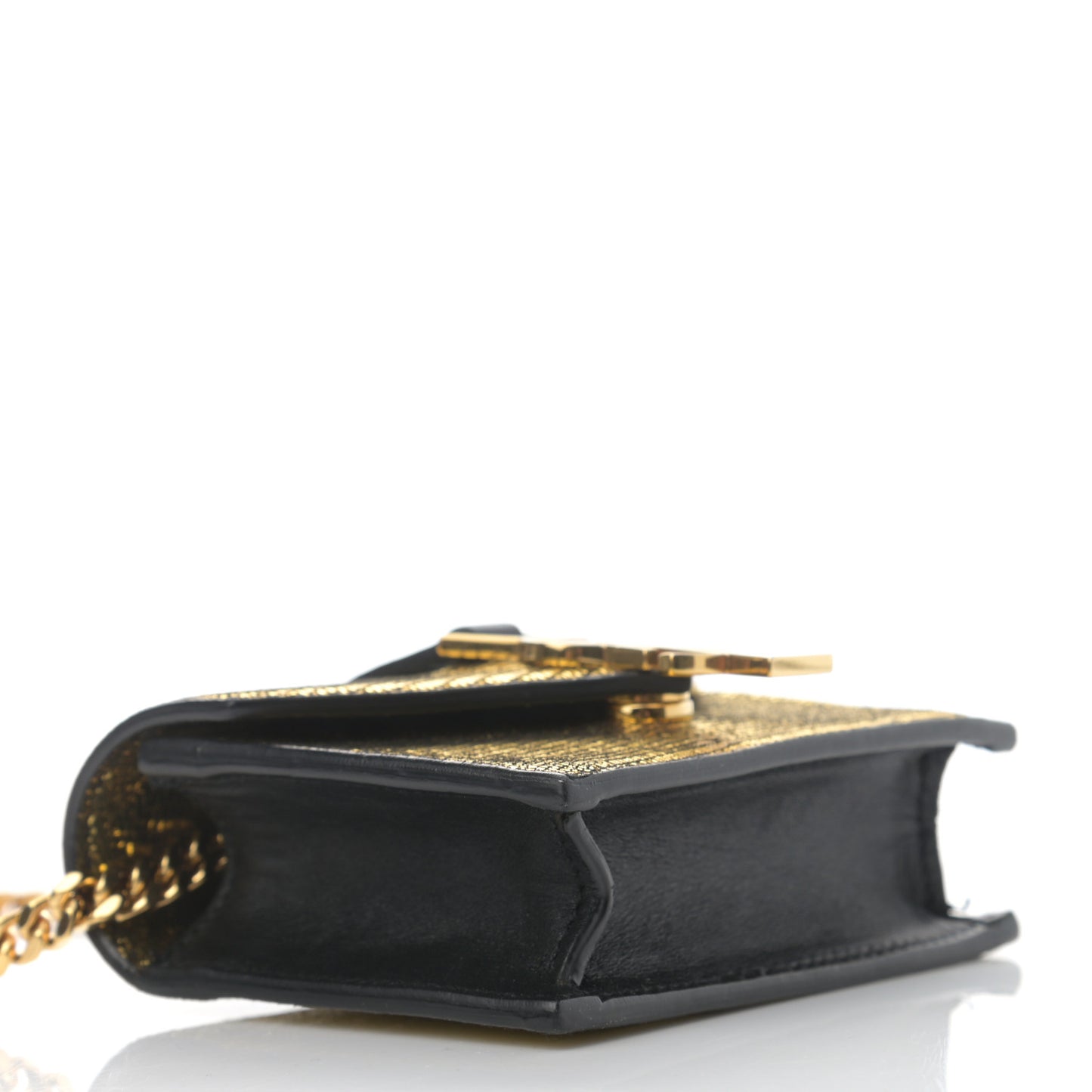 Calfskin Lizard Embossed Monogram Chain Mini Candy Crossbody Gold